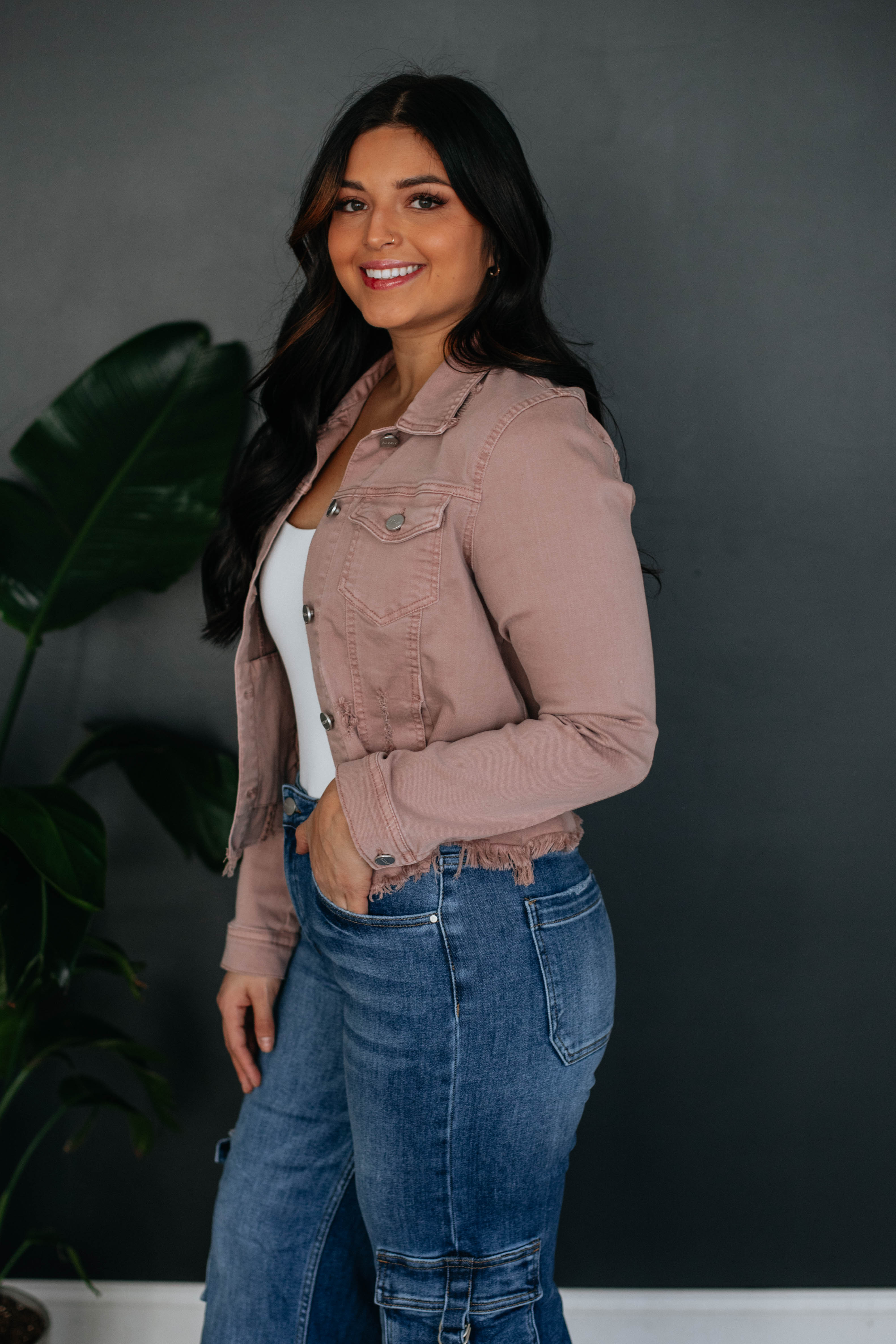 Gemma Risen Denim Jacket - Dusty Mauve