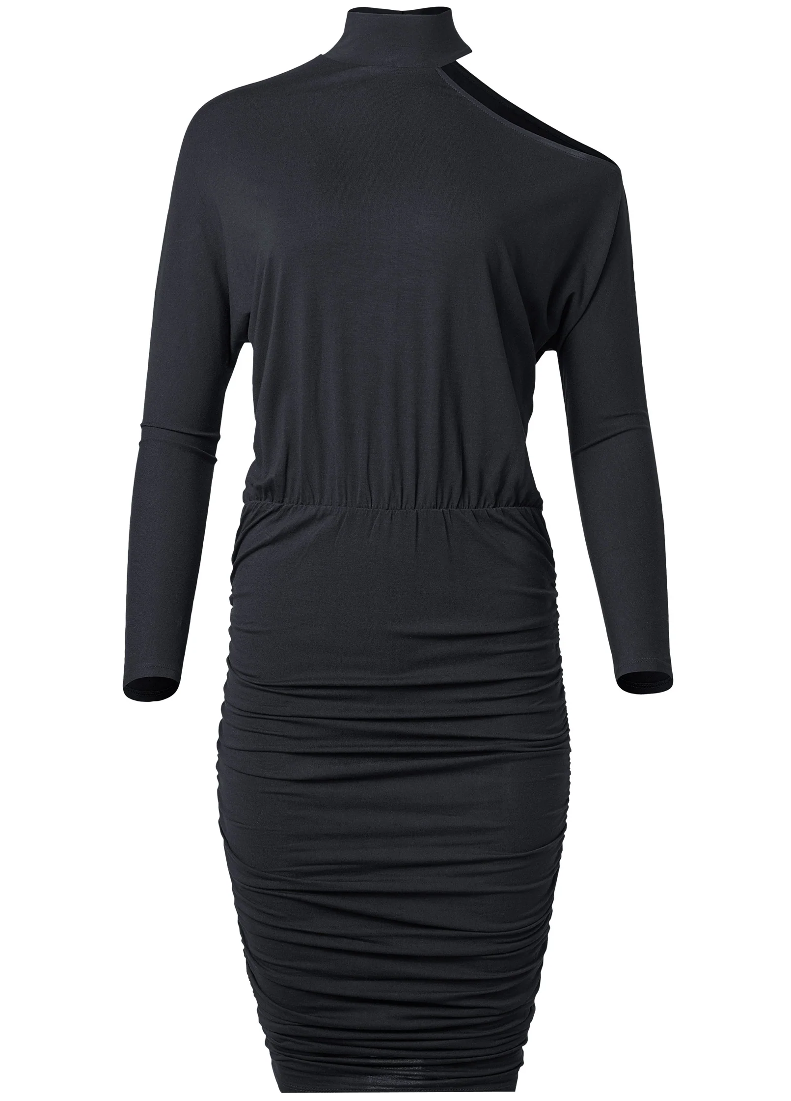Ruched midi dress  - Black