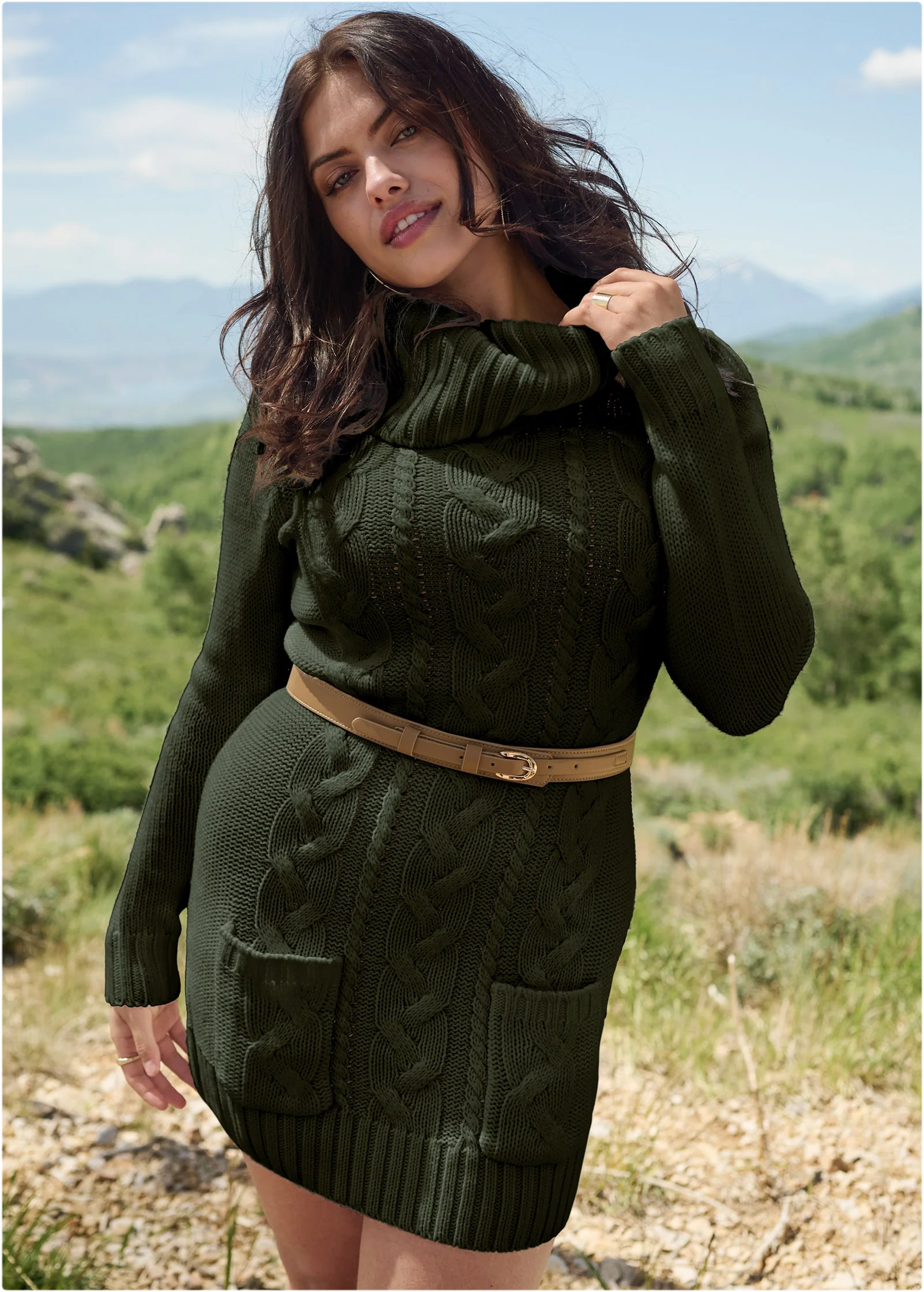 Cozy sweater dress - Olive