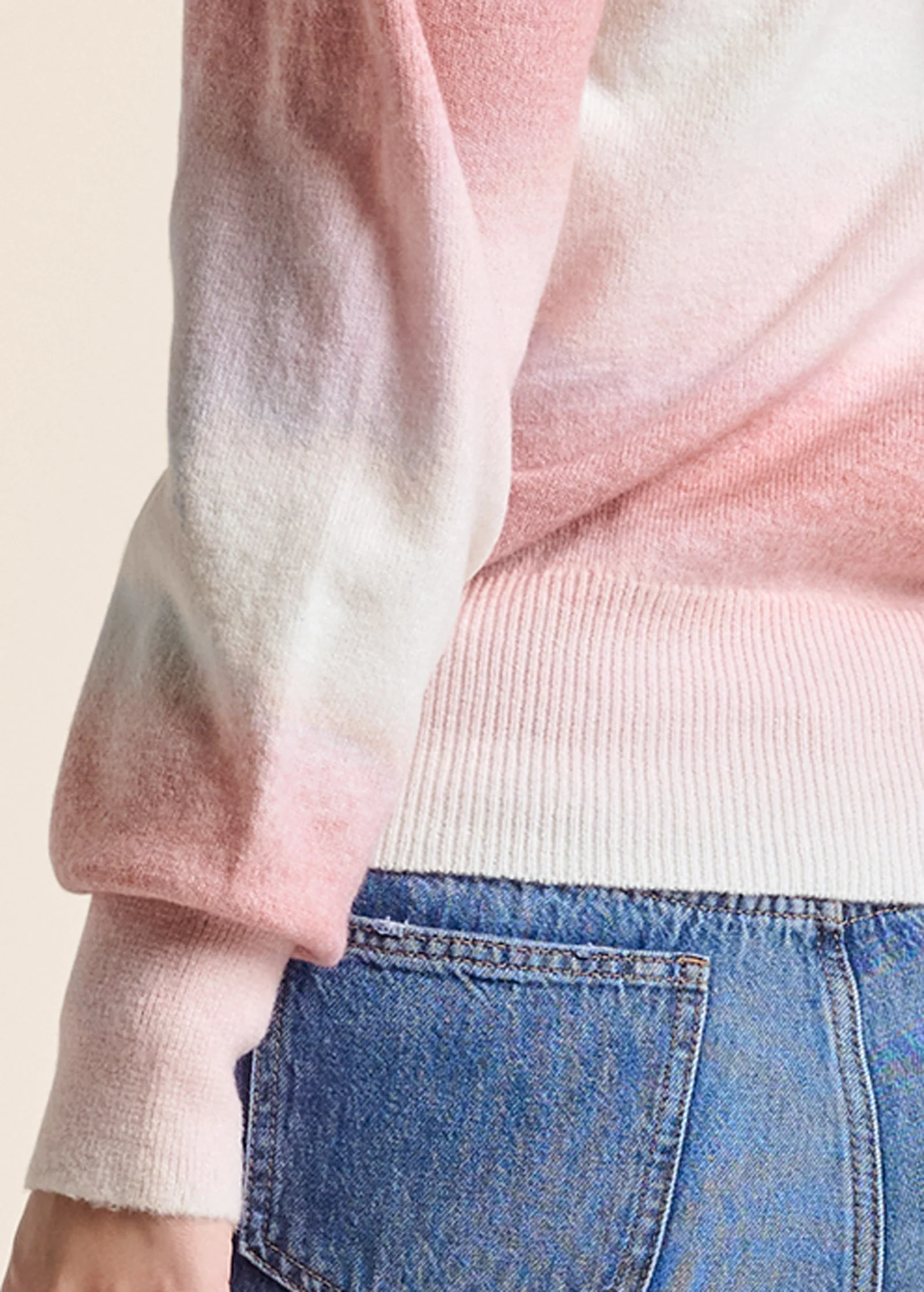 Ombre Balloon Sleeve Sweater  - Pink Multi