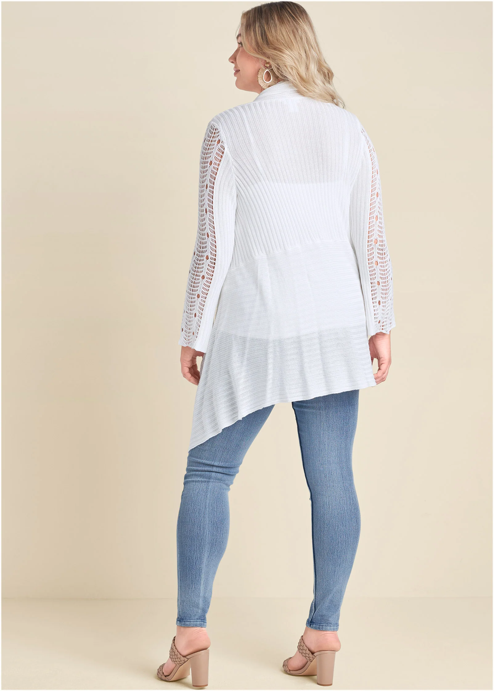 Crochet sleeve duster - White