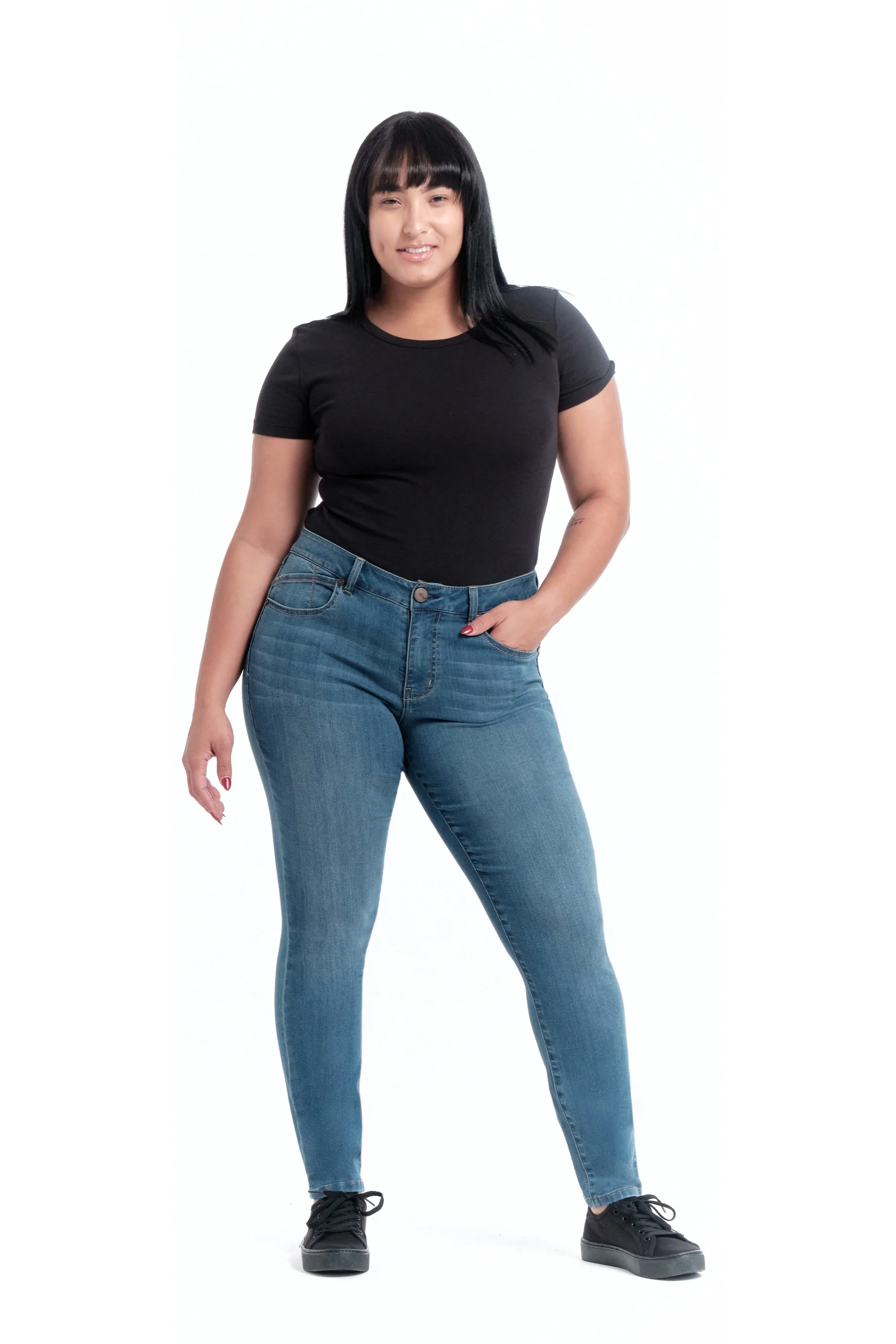 Curvy Silk Denim Skinny in Radley