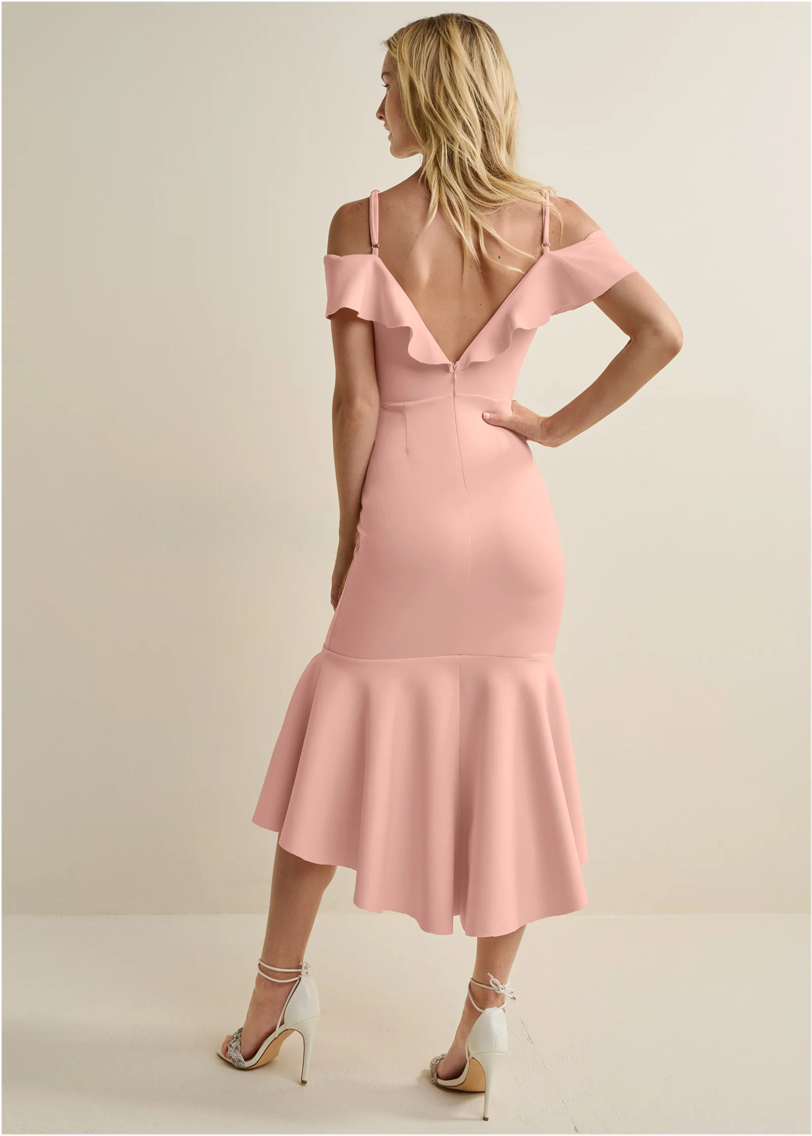 Ruffle midi dress  - Blush