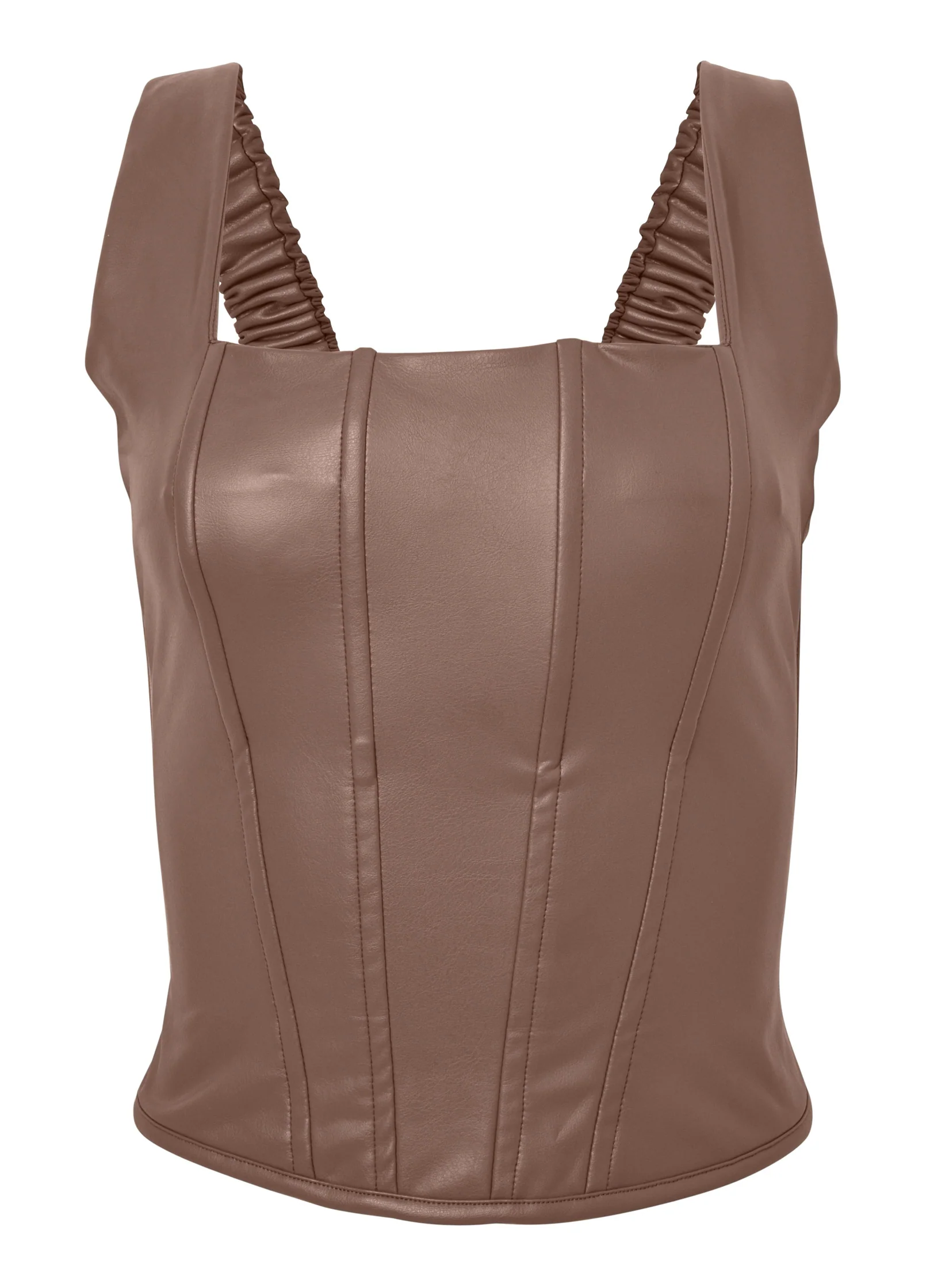 Faux-leather corset top - Brown