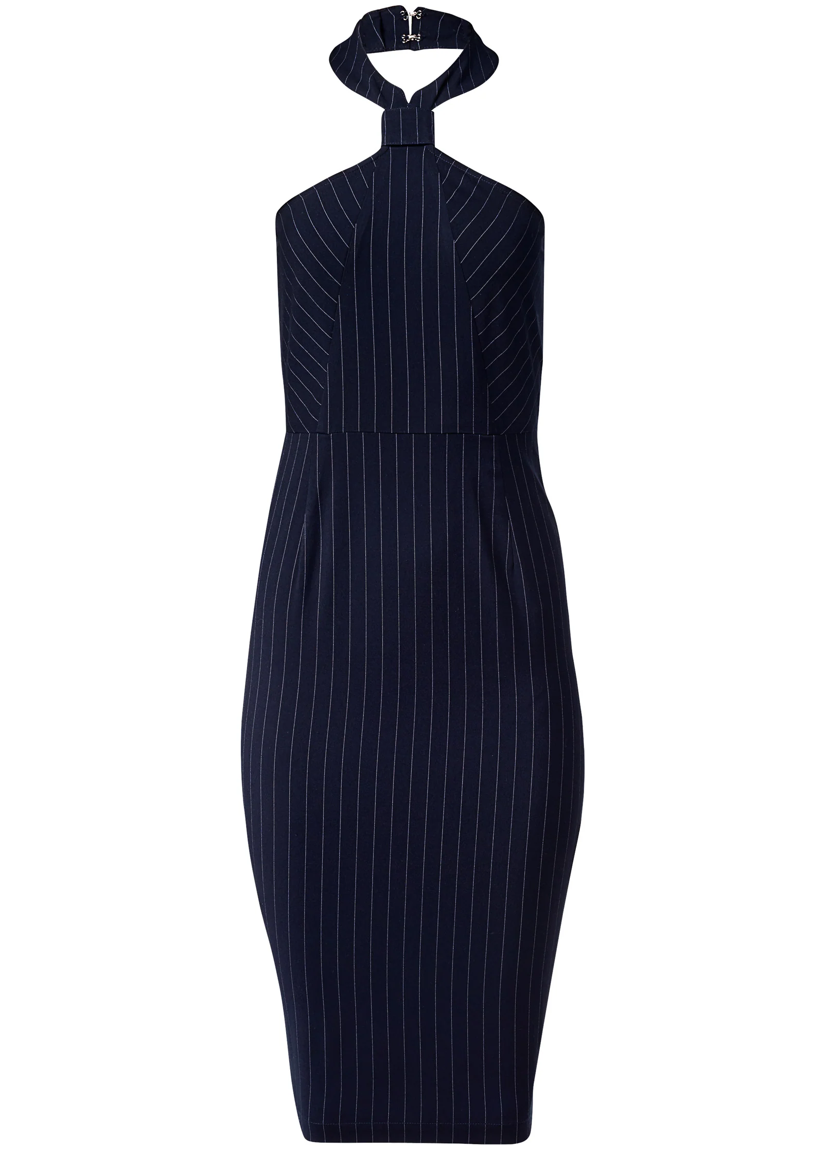 Pinstripe midi dress - Navy & White