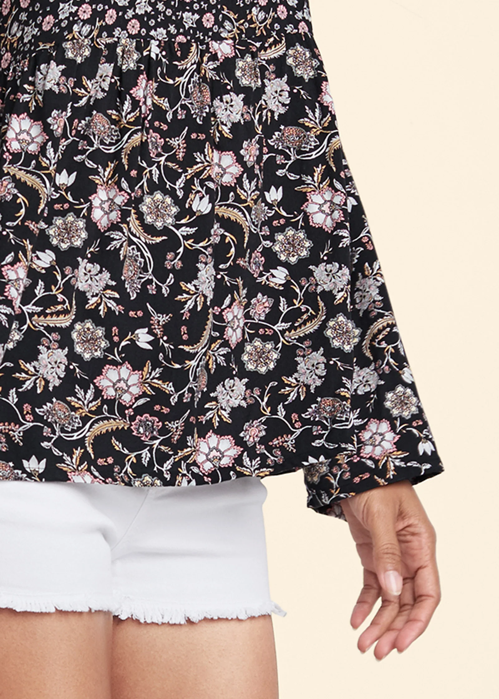 Floral printed top - Black Multi