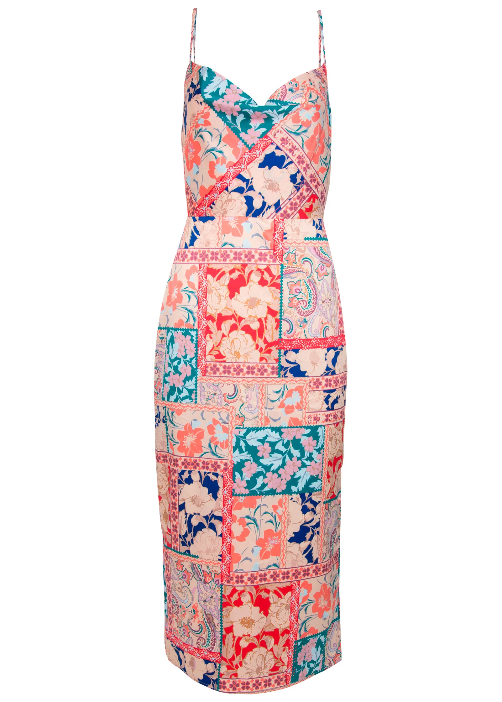 Cowl neck slip dress - Venetian Patchwork