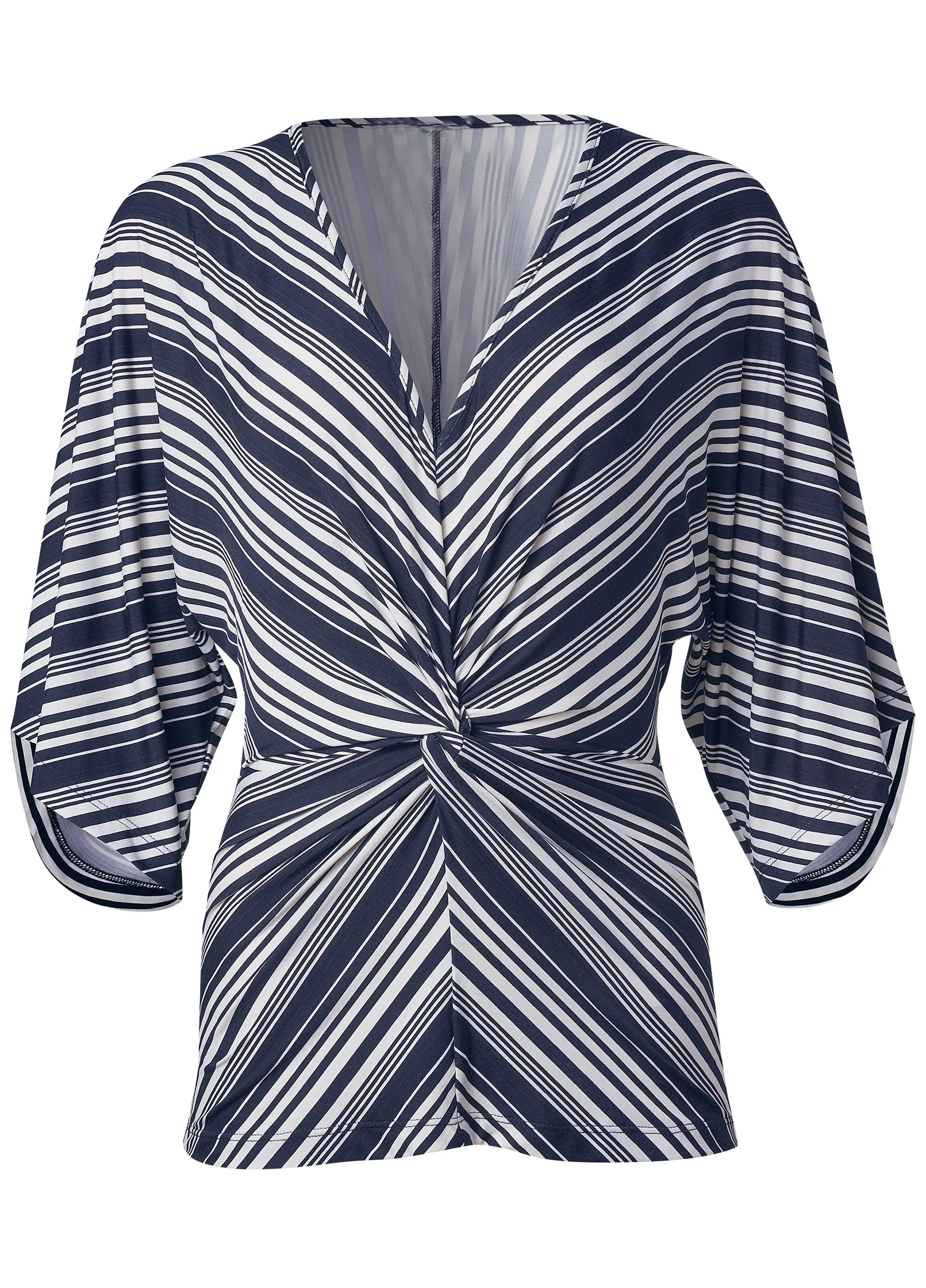 Striped knotted top - Navy & White