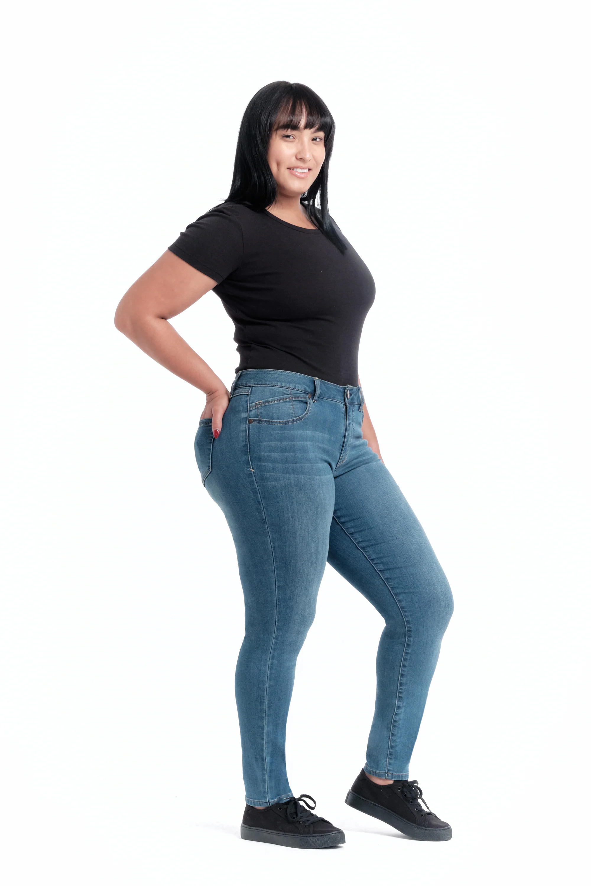 Curvy Silk Denim Skinny in Radley