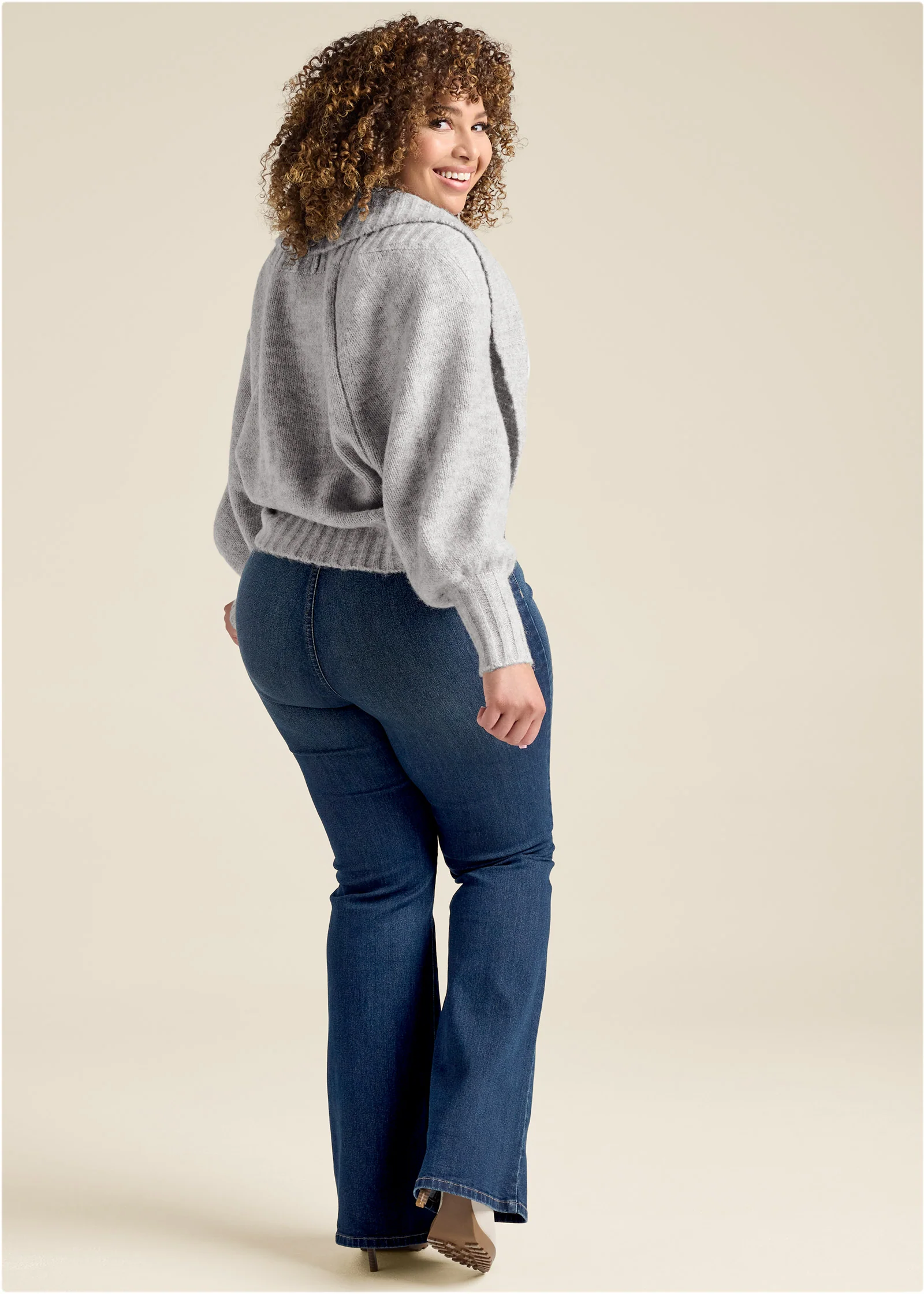 Ribbed knit shrug - Heather Grey