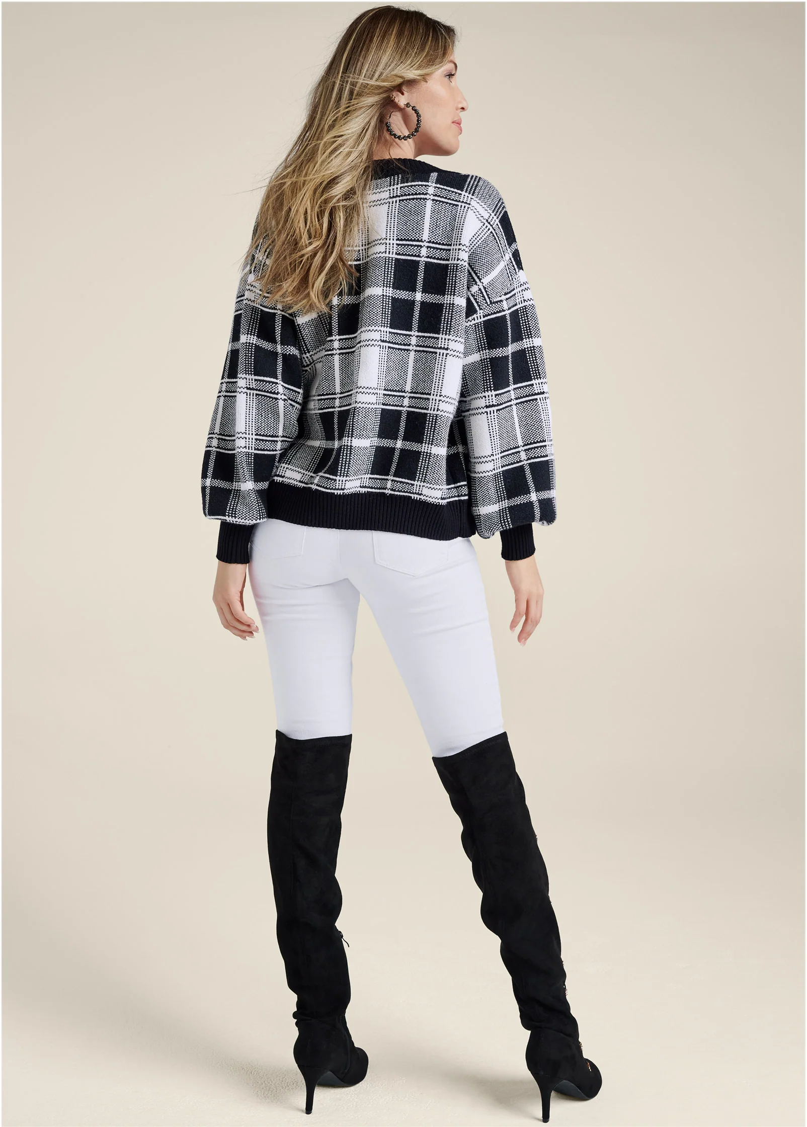 Plaid sweater set - Black & White
