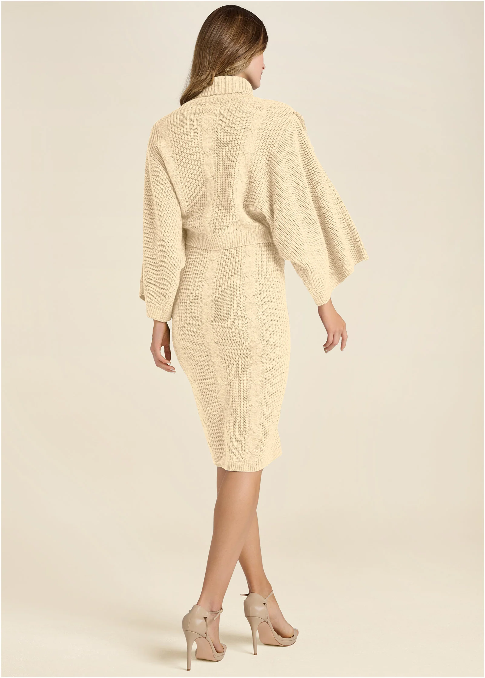 Two-piece sweater dress  - Beige