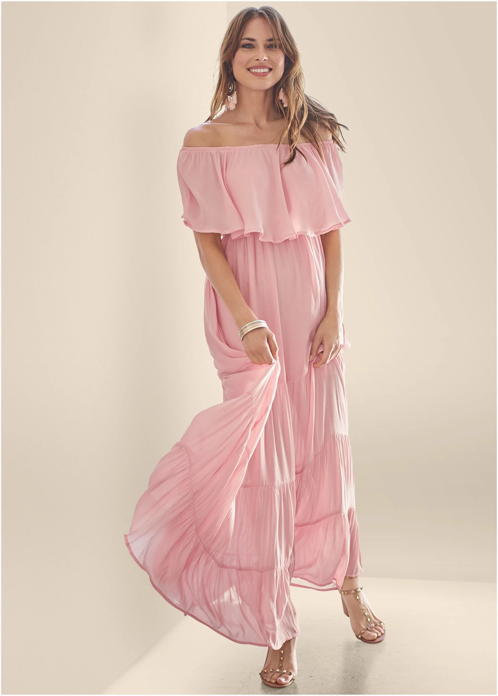Tiered maxi dress - Blush