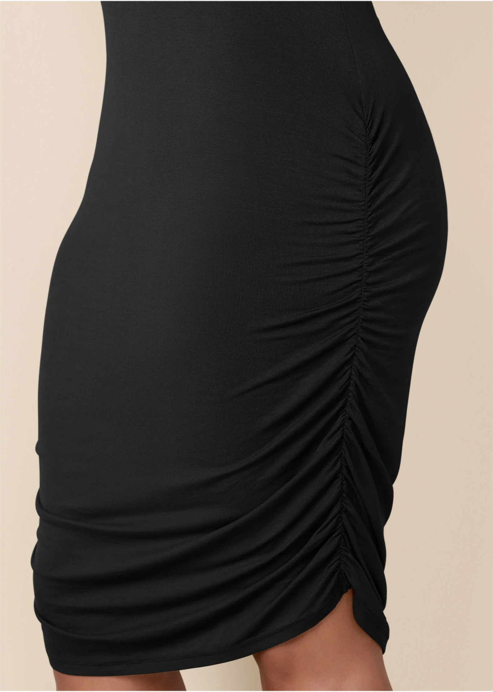 Long sleeve ruched dress - Black