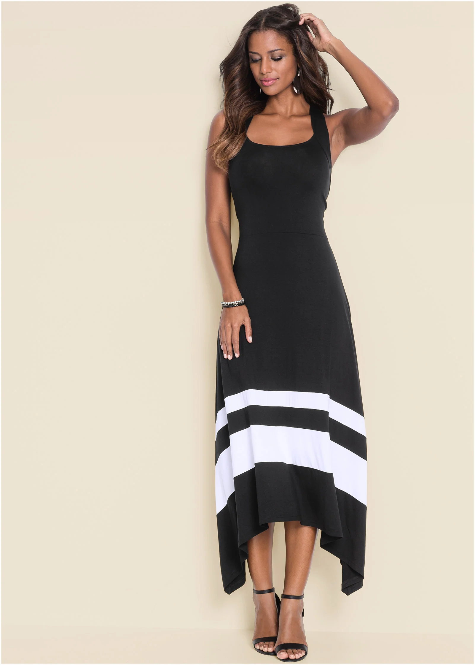 Color block maxi dress - Black & White
