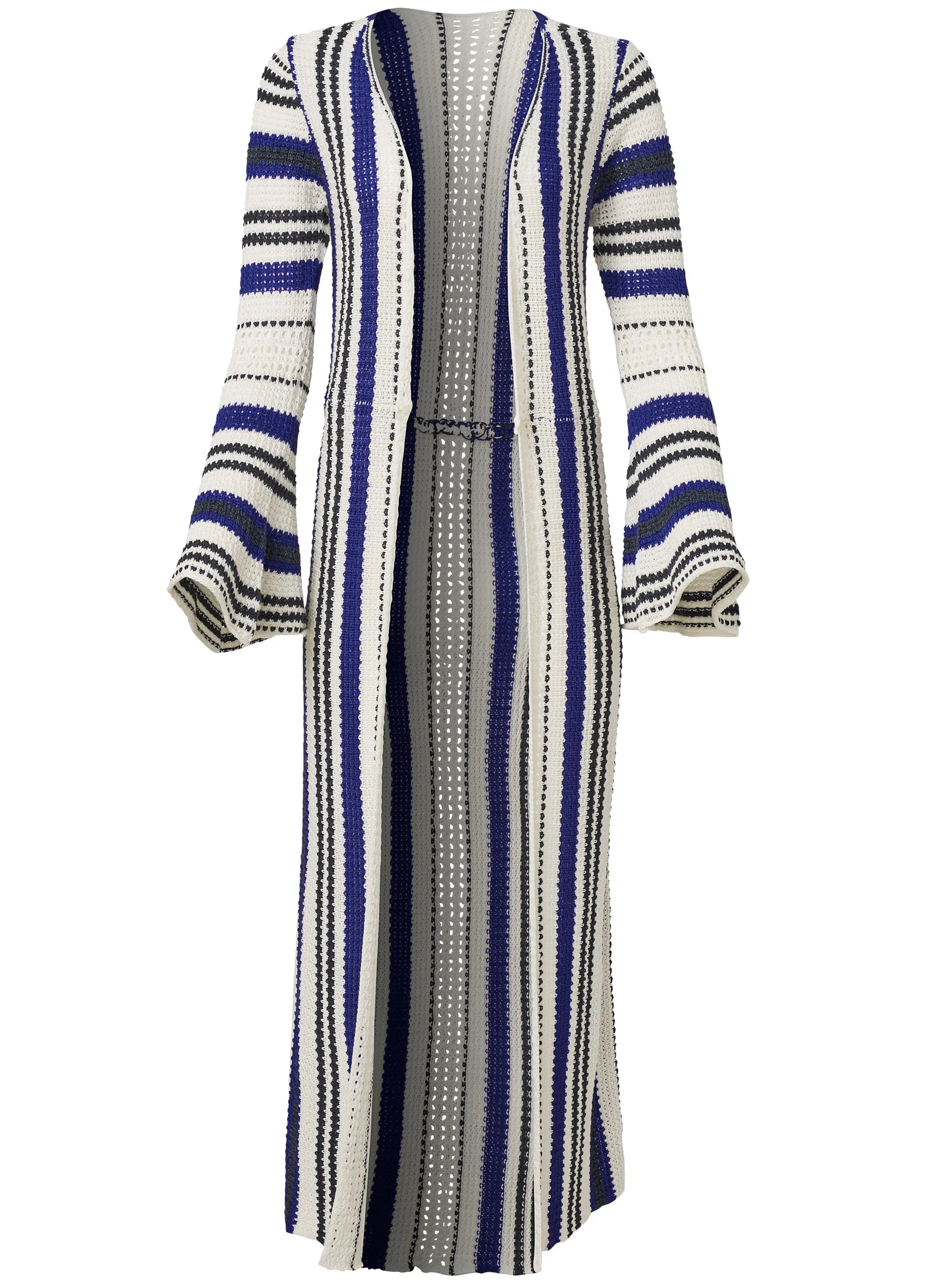 Striped duster cardigan - White Multi