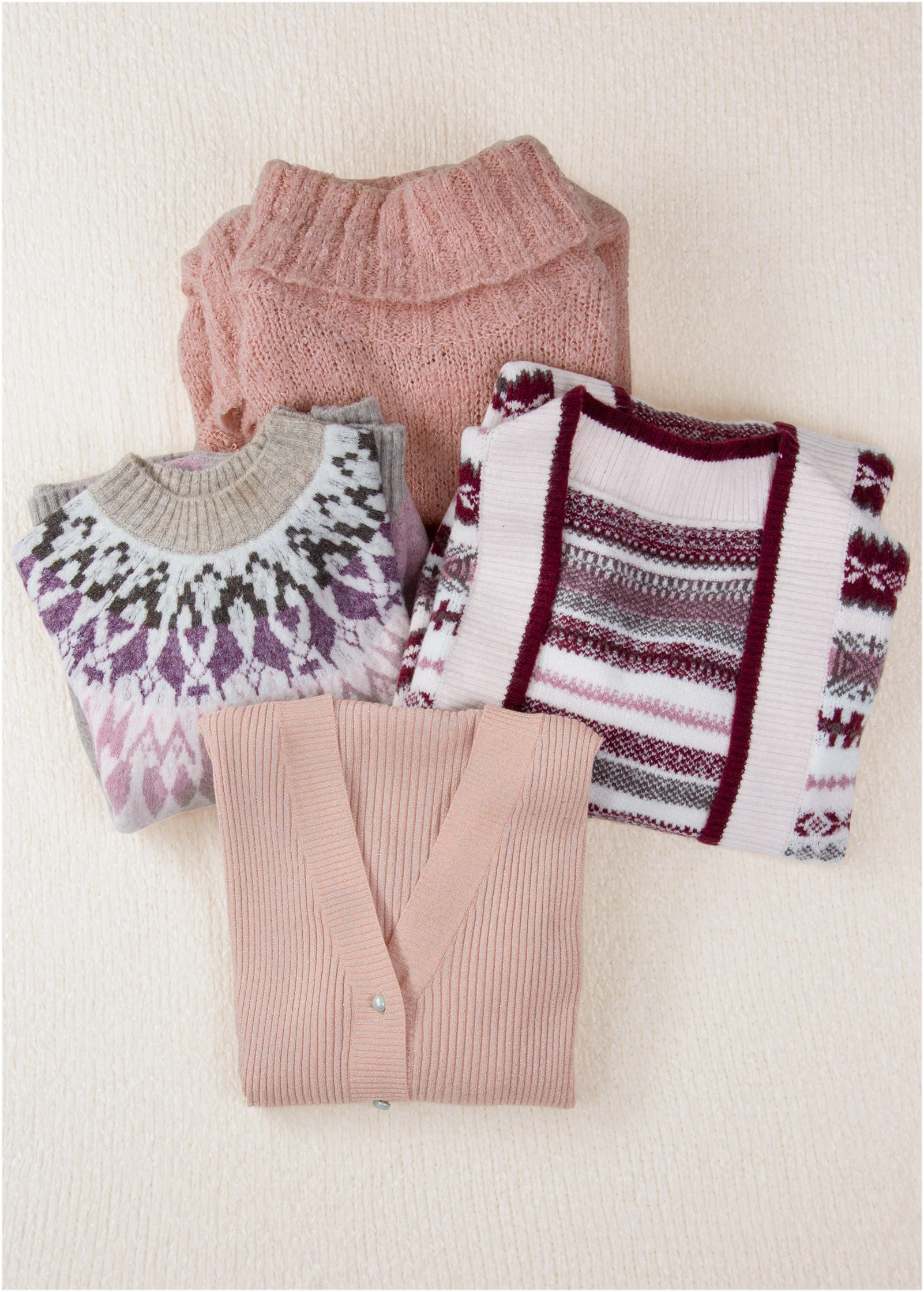 Fair Isle cardigan - Pink Multi