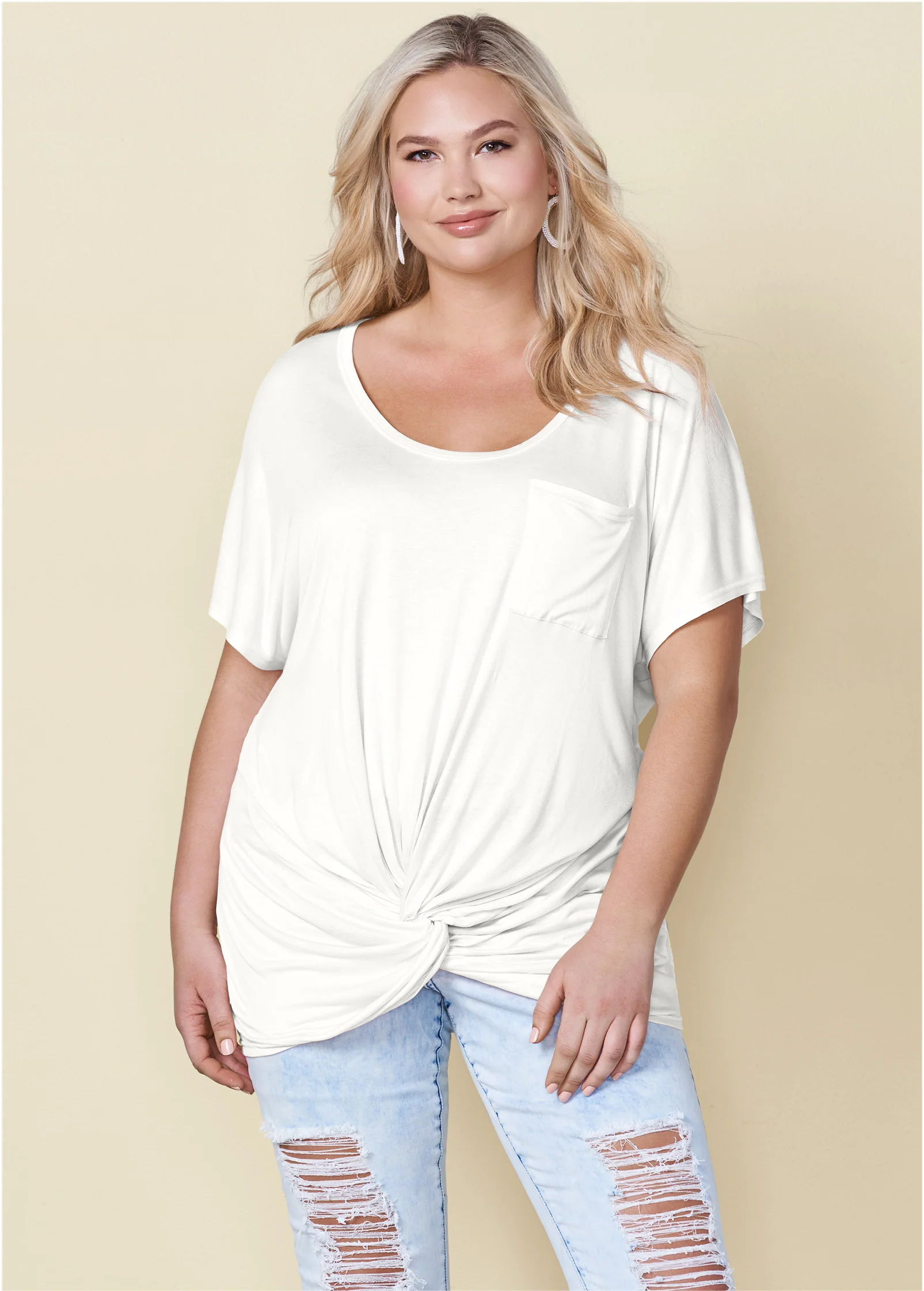 Twisted knot detail tee - White