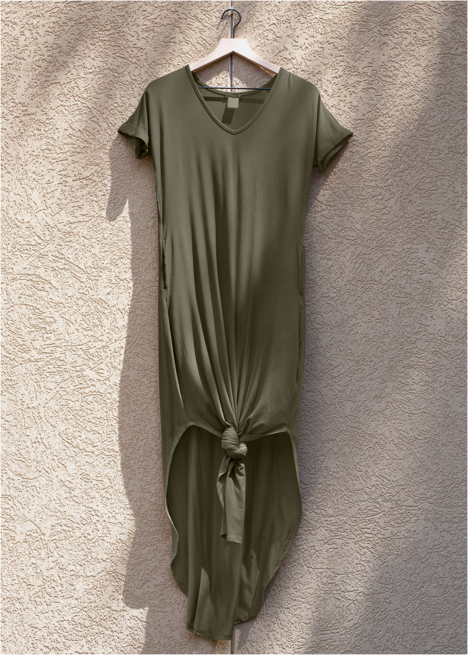 Casual T-shirt maxi dress - Olive