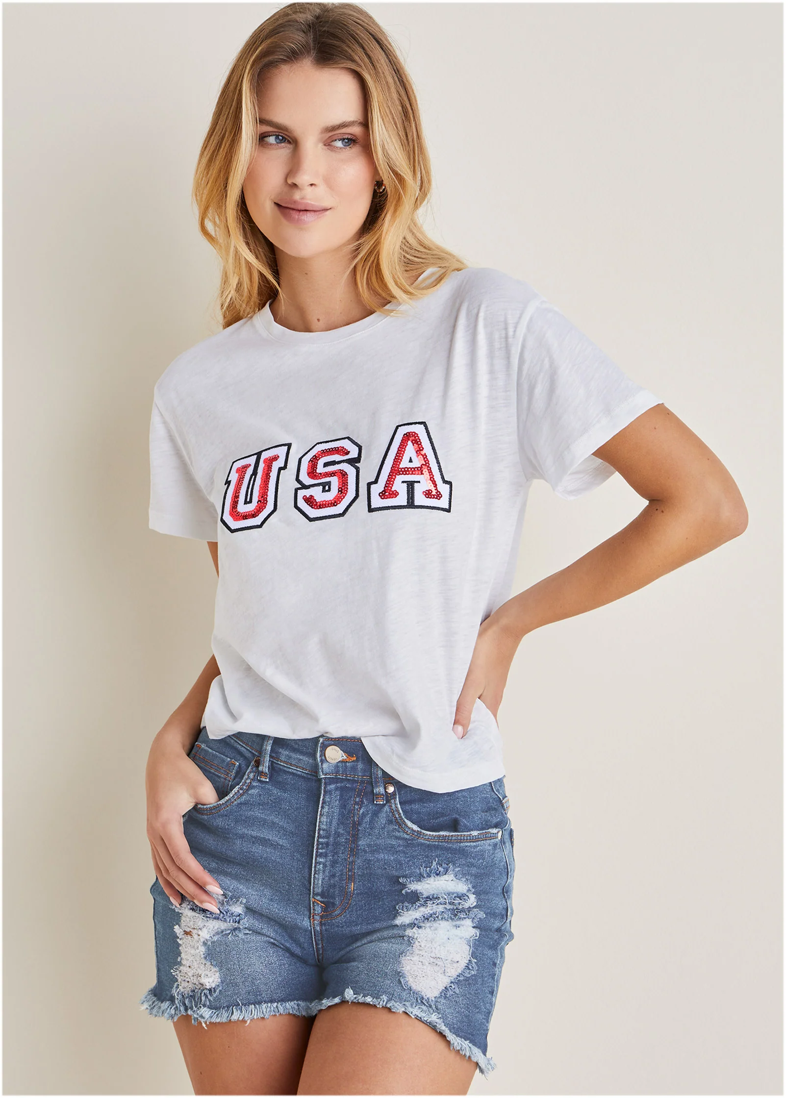 Collegiate Usa Graphic Tee - Off White