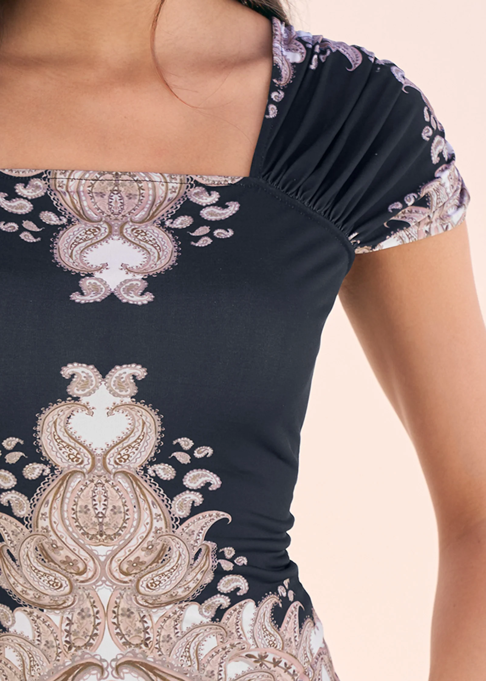 Paisley tie-back top - Black Multi