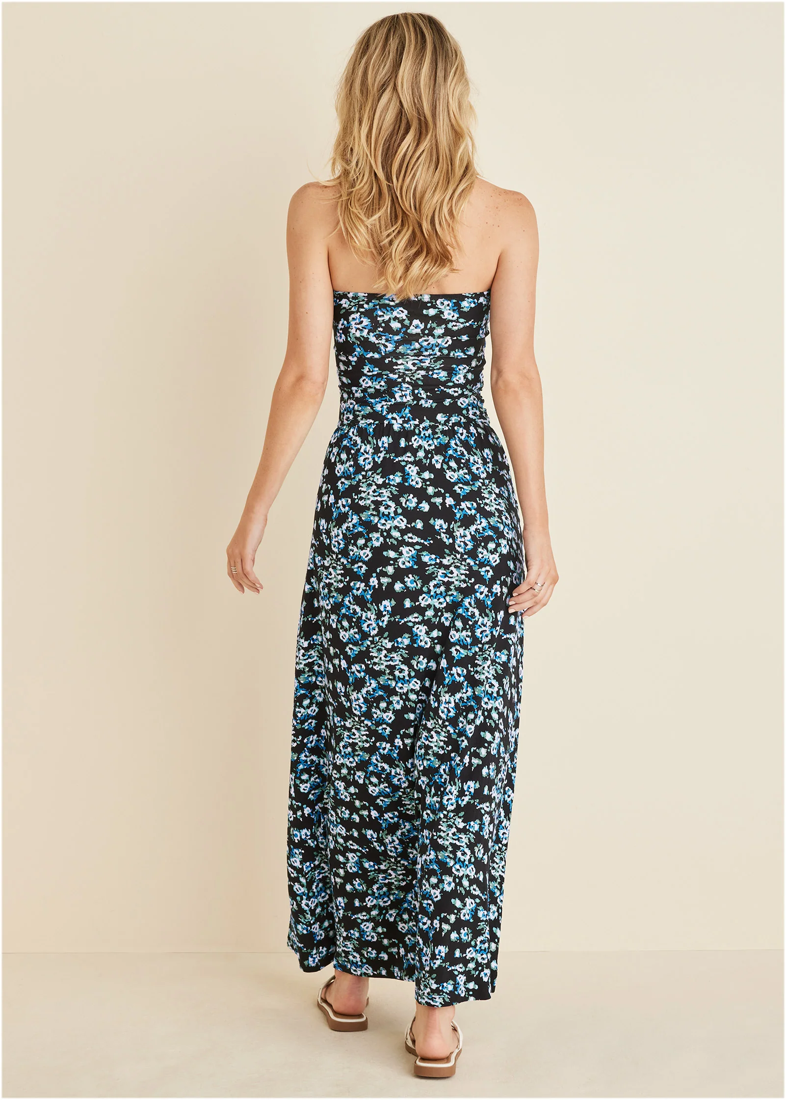 Printed maxi dress - Black & Blue