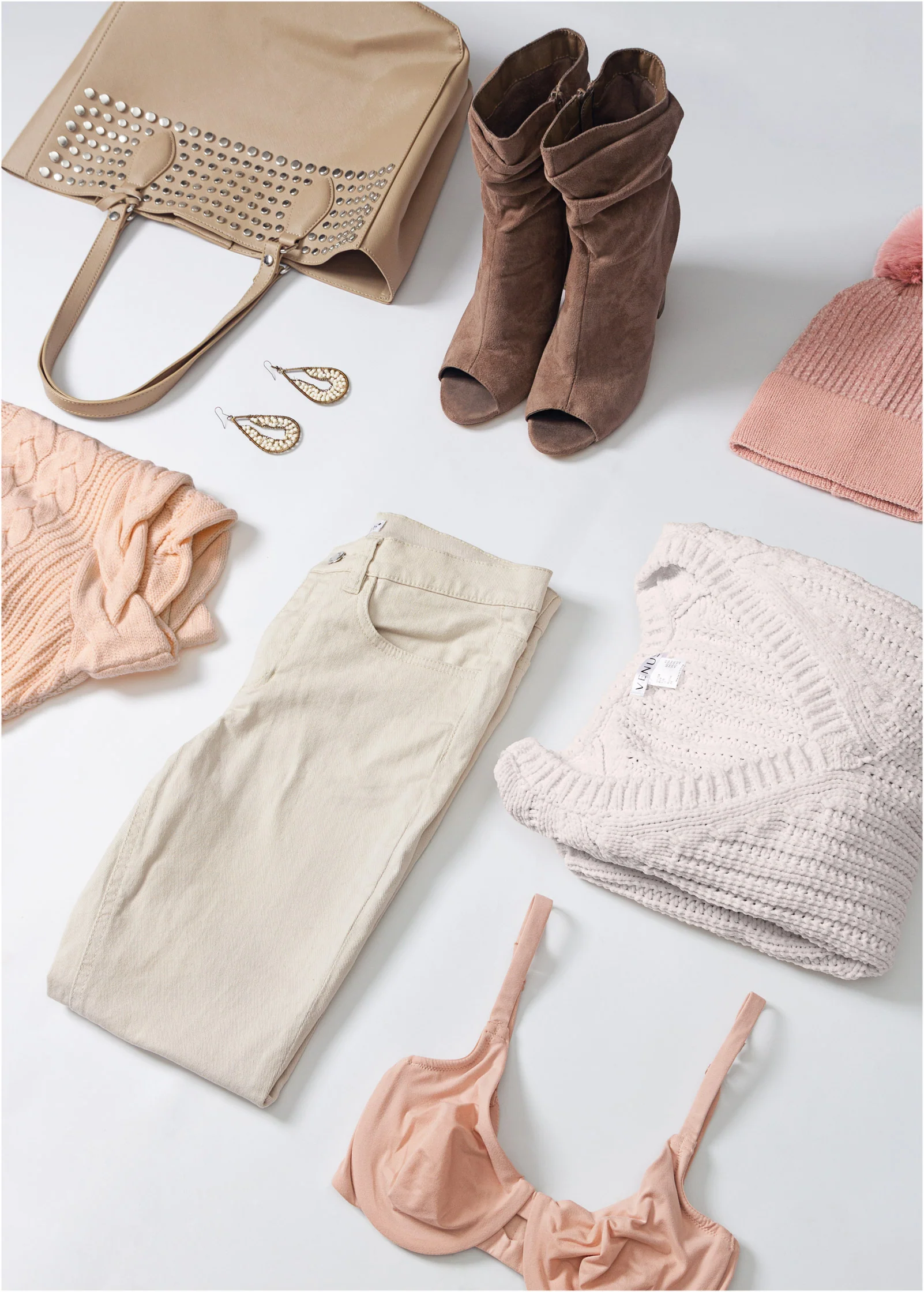 Boatneck cable knit sweater - Peach