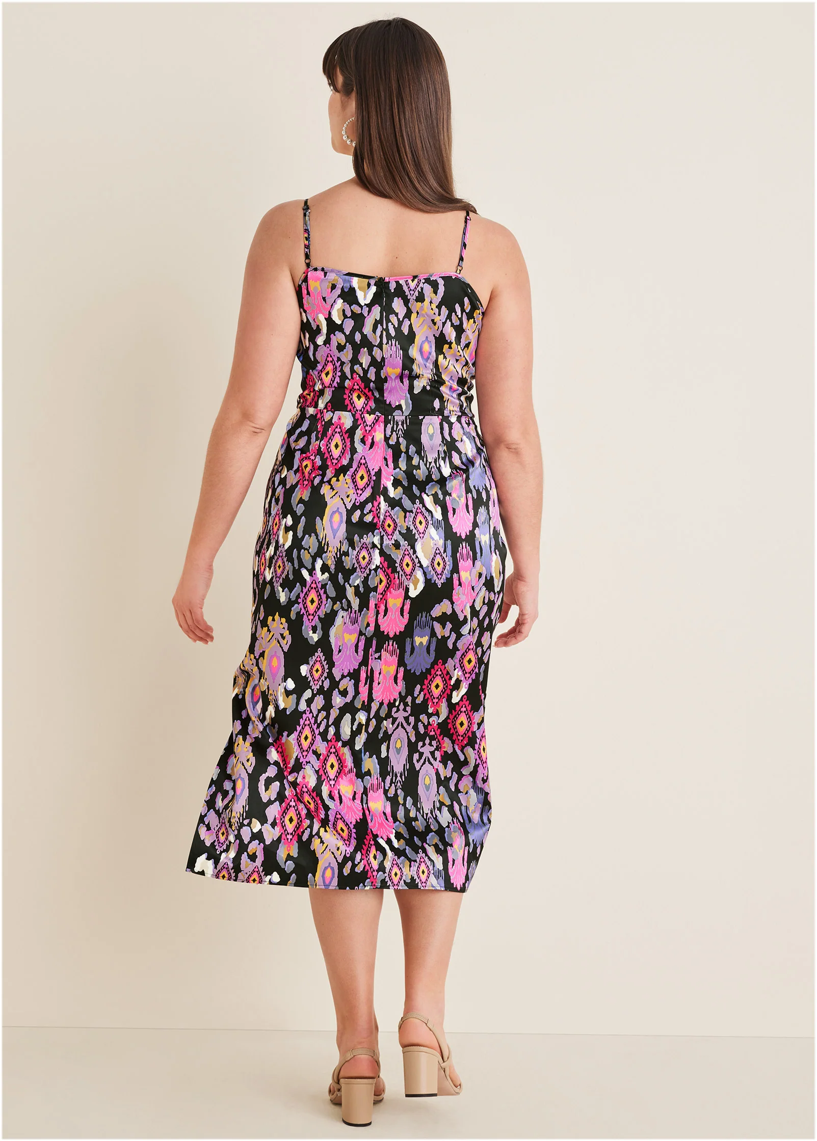 Cowl neck slip dress - Desert Ikat Black