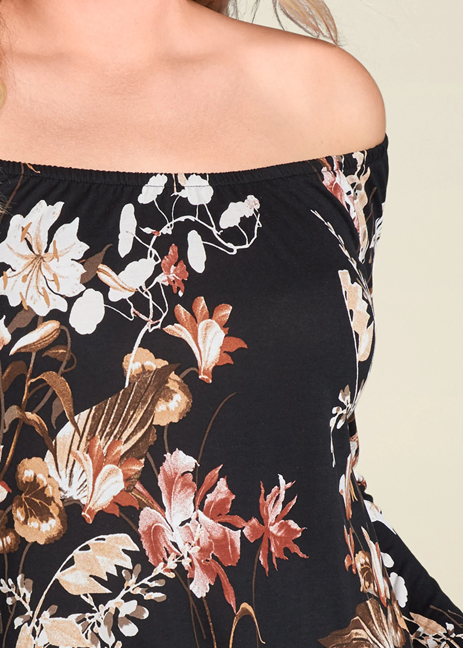 Bell sleeve printed top - Black Multi