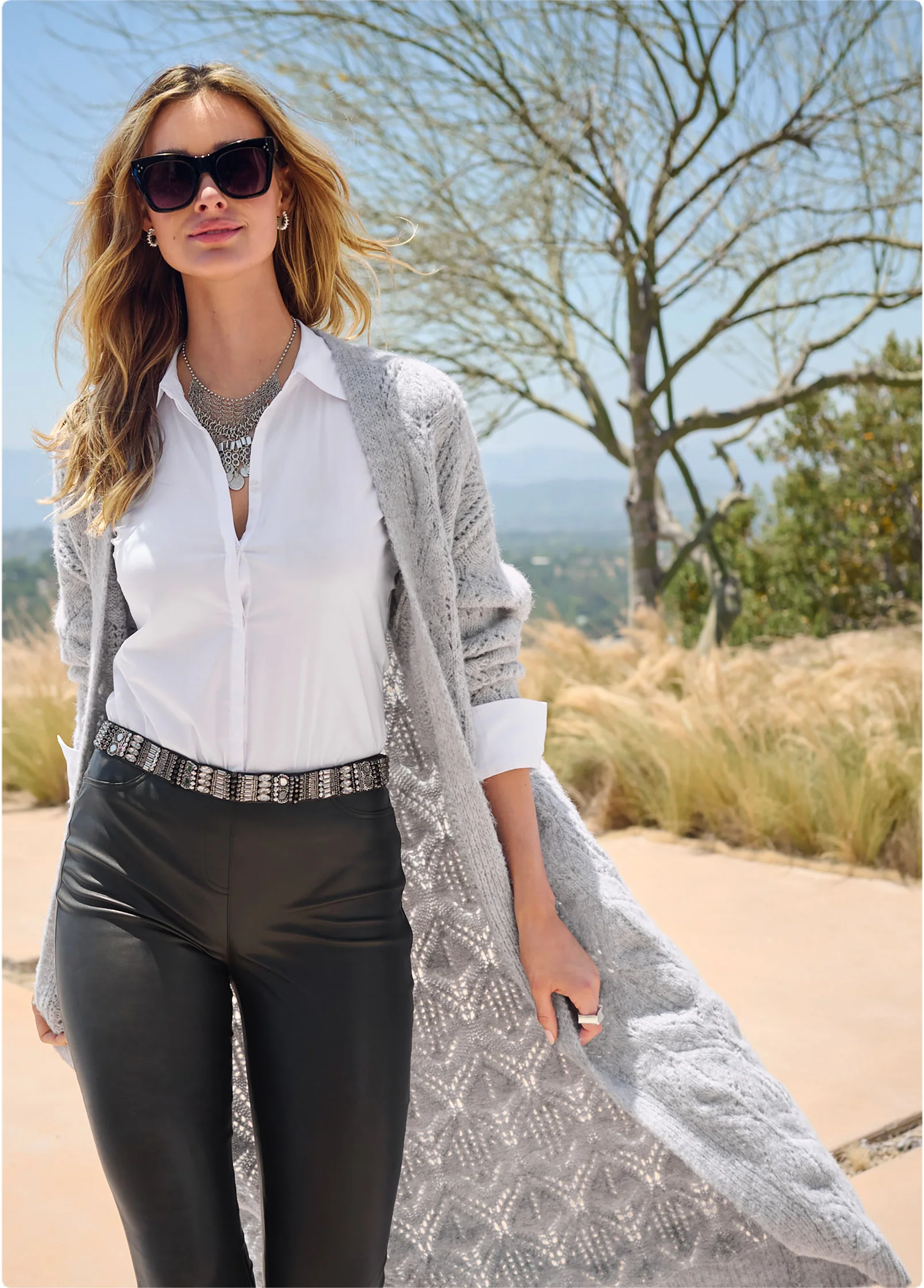 Cozy open knit duster - Heather Grey