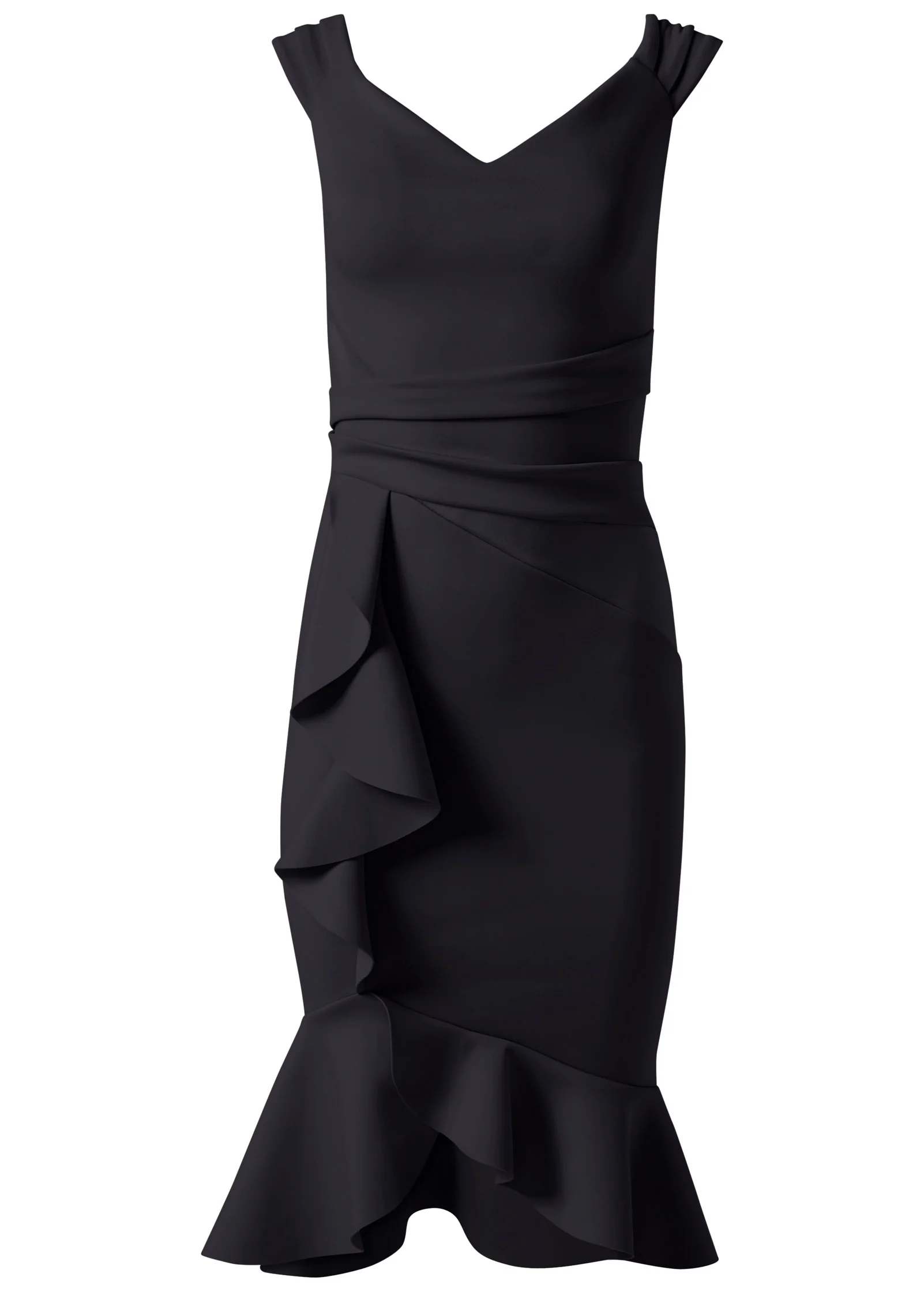 Ruffle Detail Dress - Black