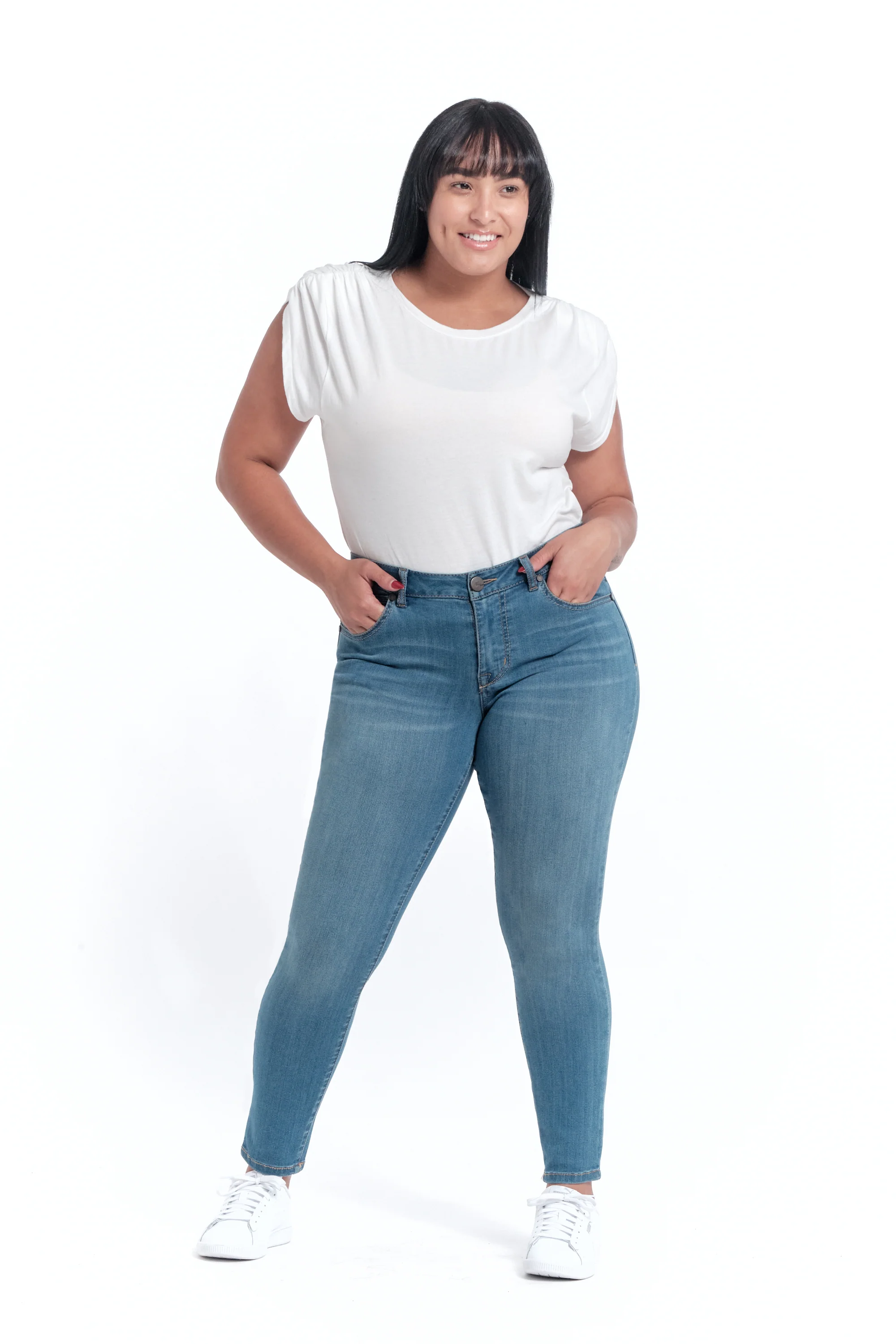 Curvy Silk Denim Skinny in Lola