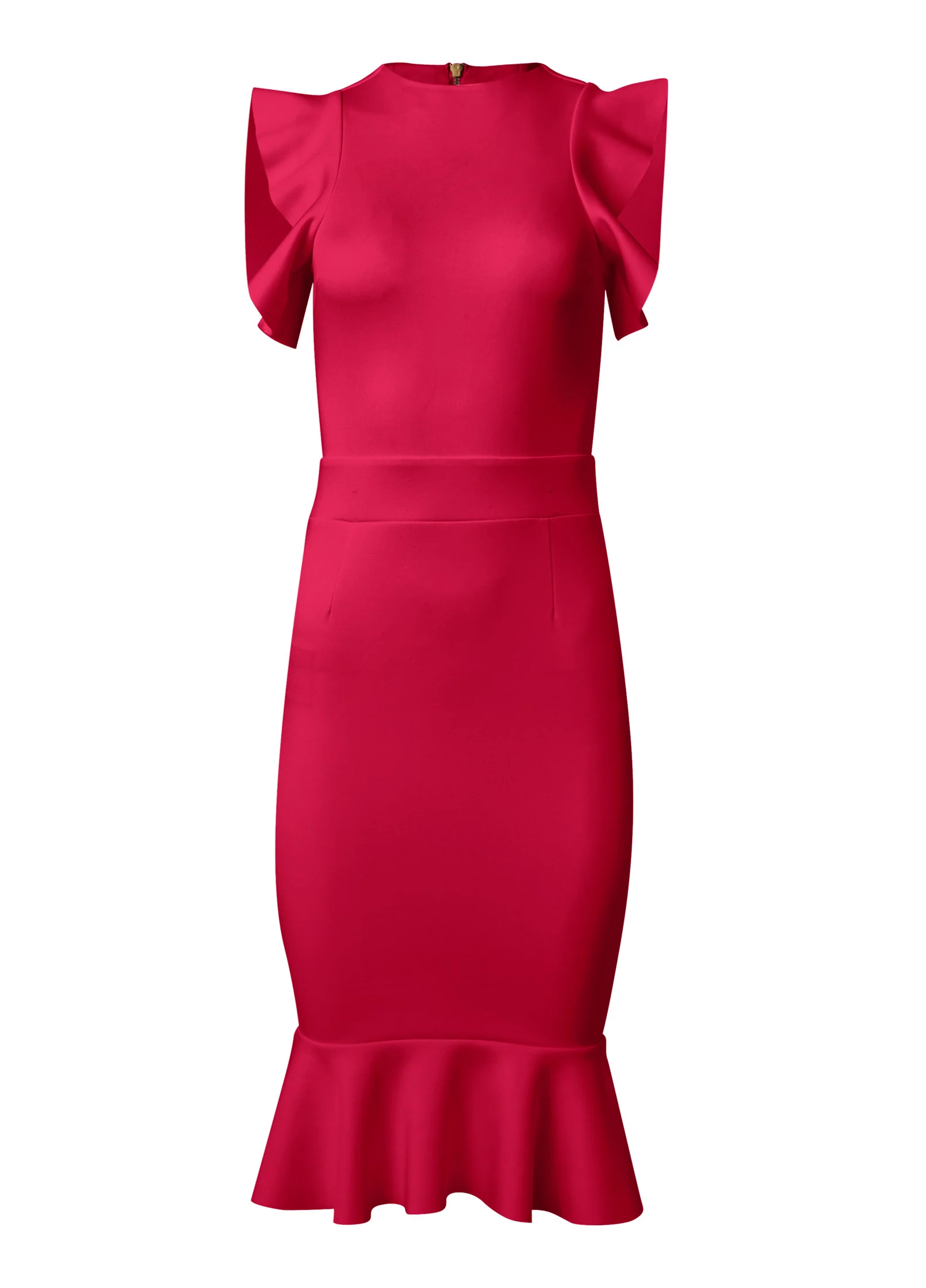 Ruffle detail dress - Red