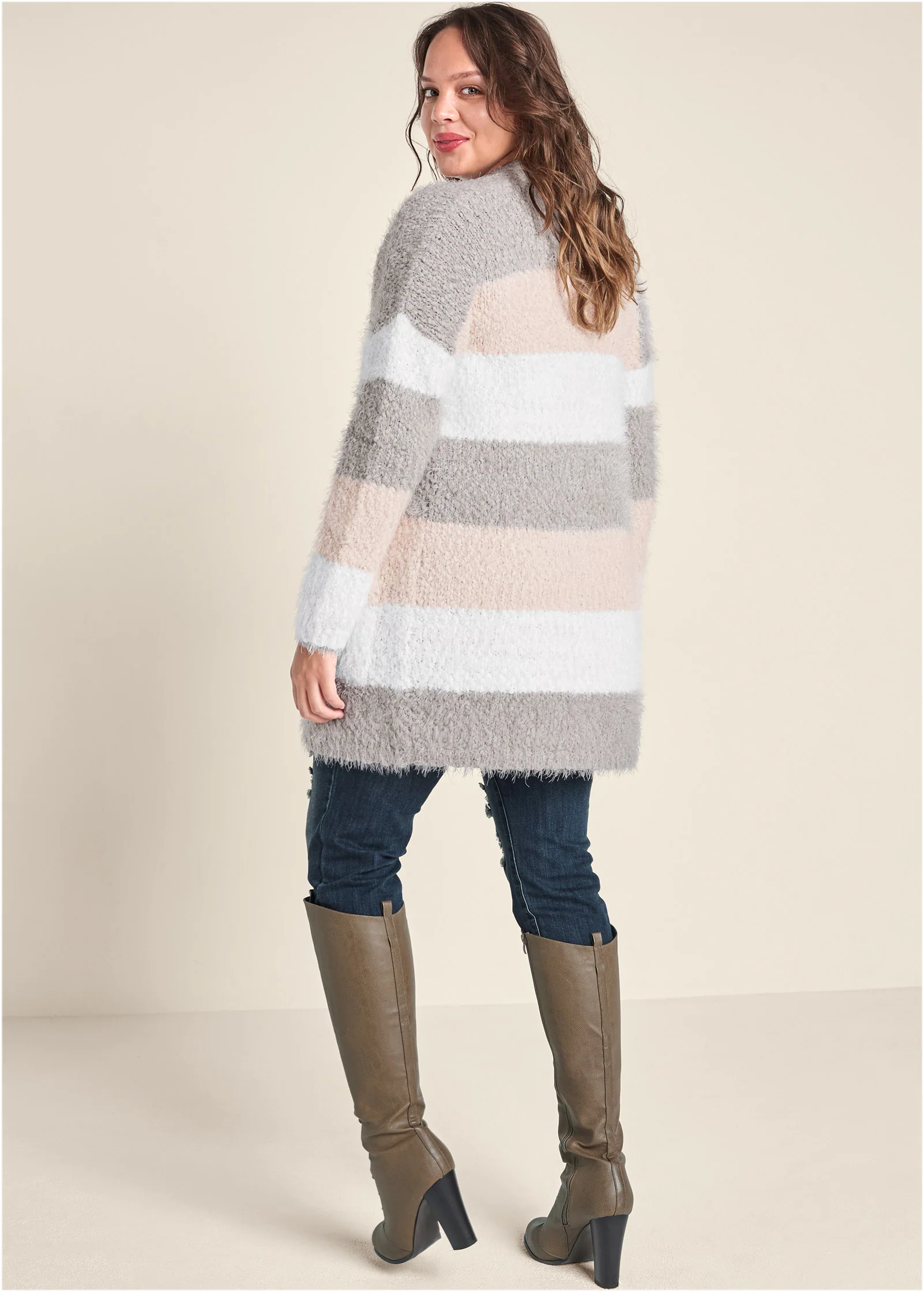 Cozy striped cardigan - Blush Multi