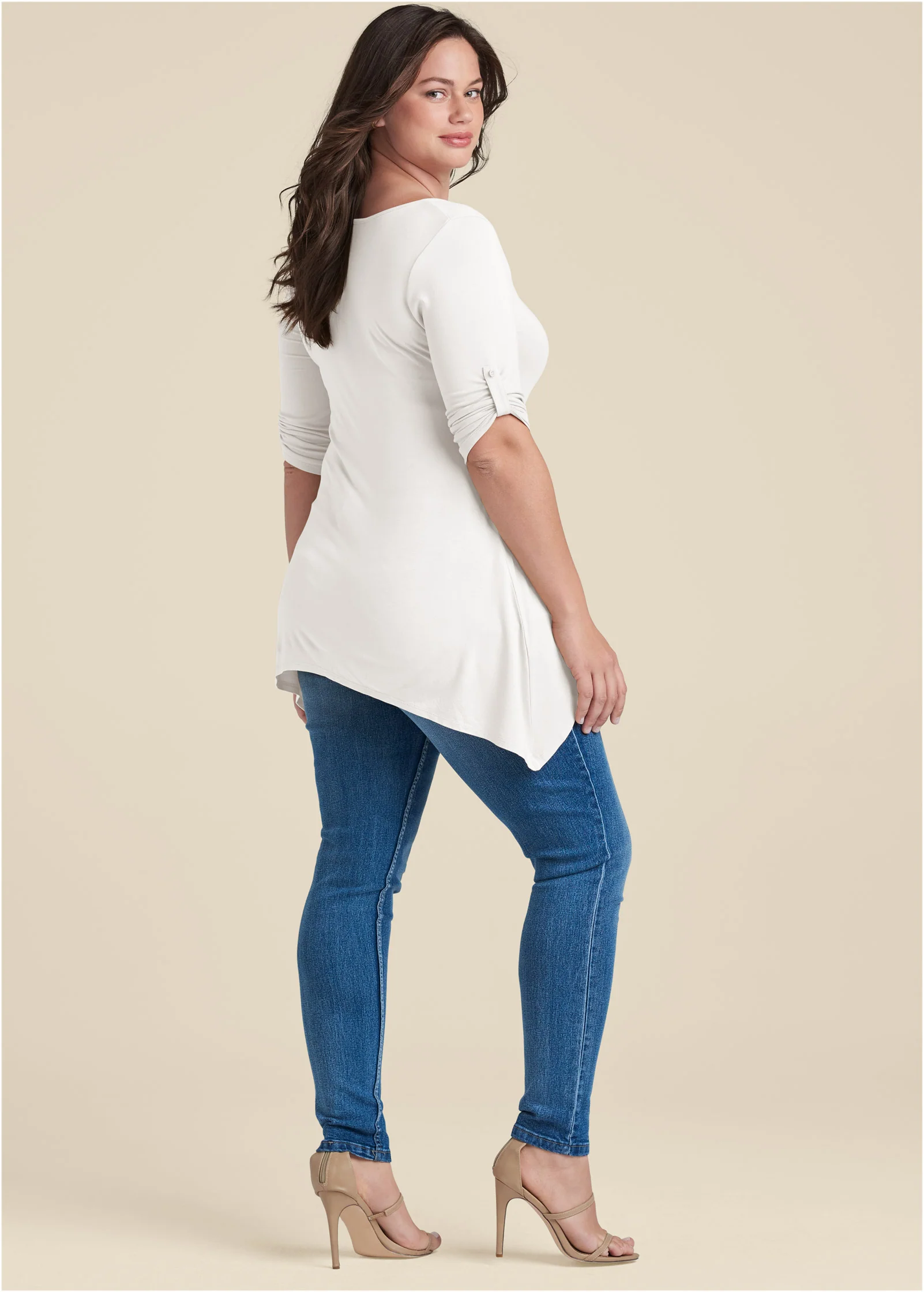 Henley high-low top - White