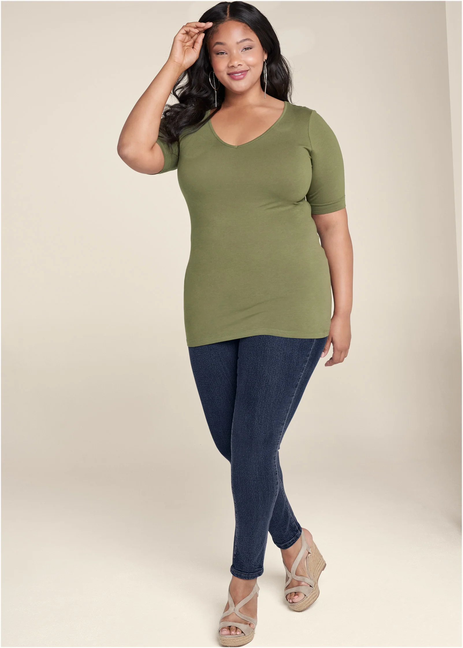 Long and lean tee - Olive