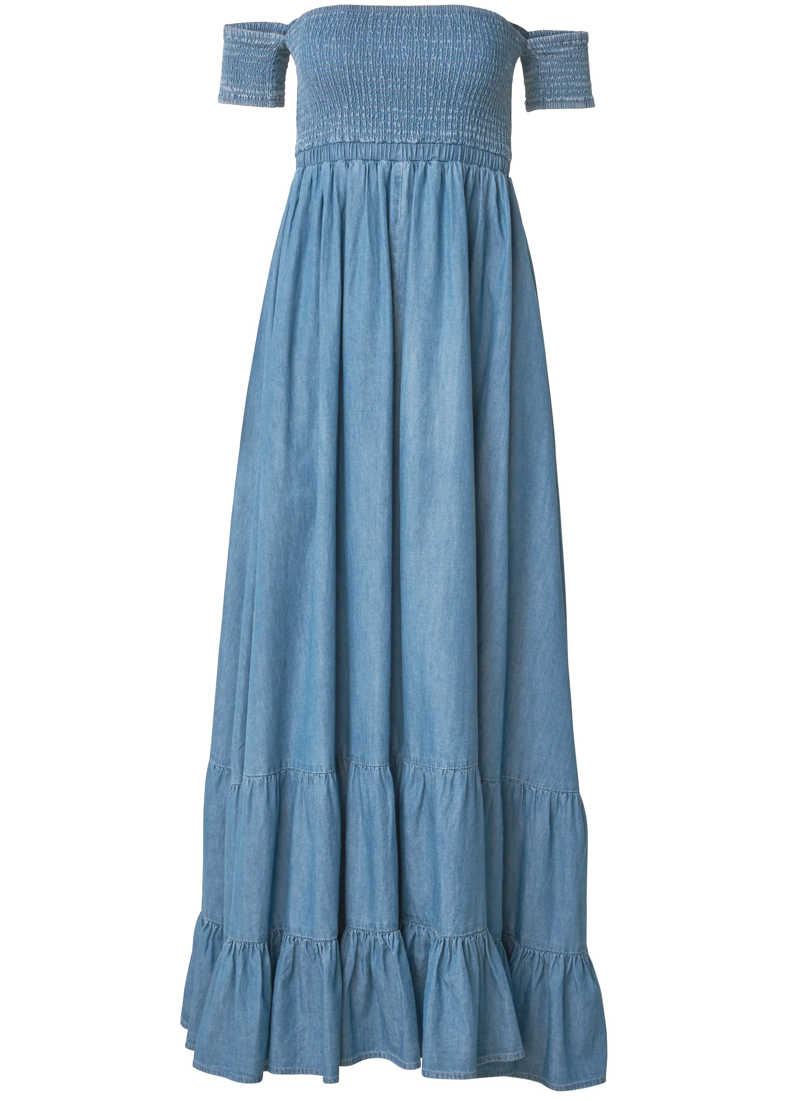 Off-the-shoulder maxi dress - Medium Wash