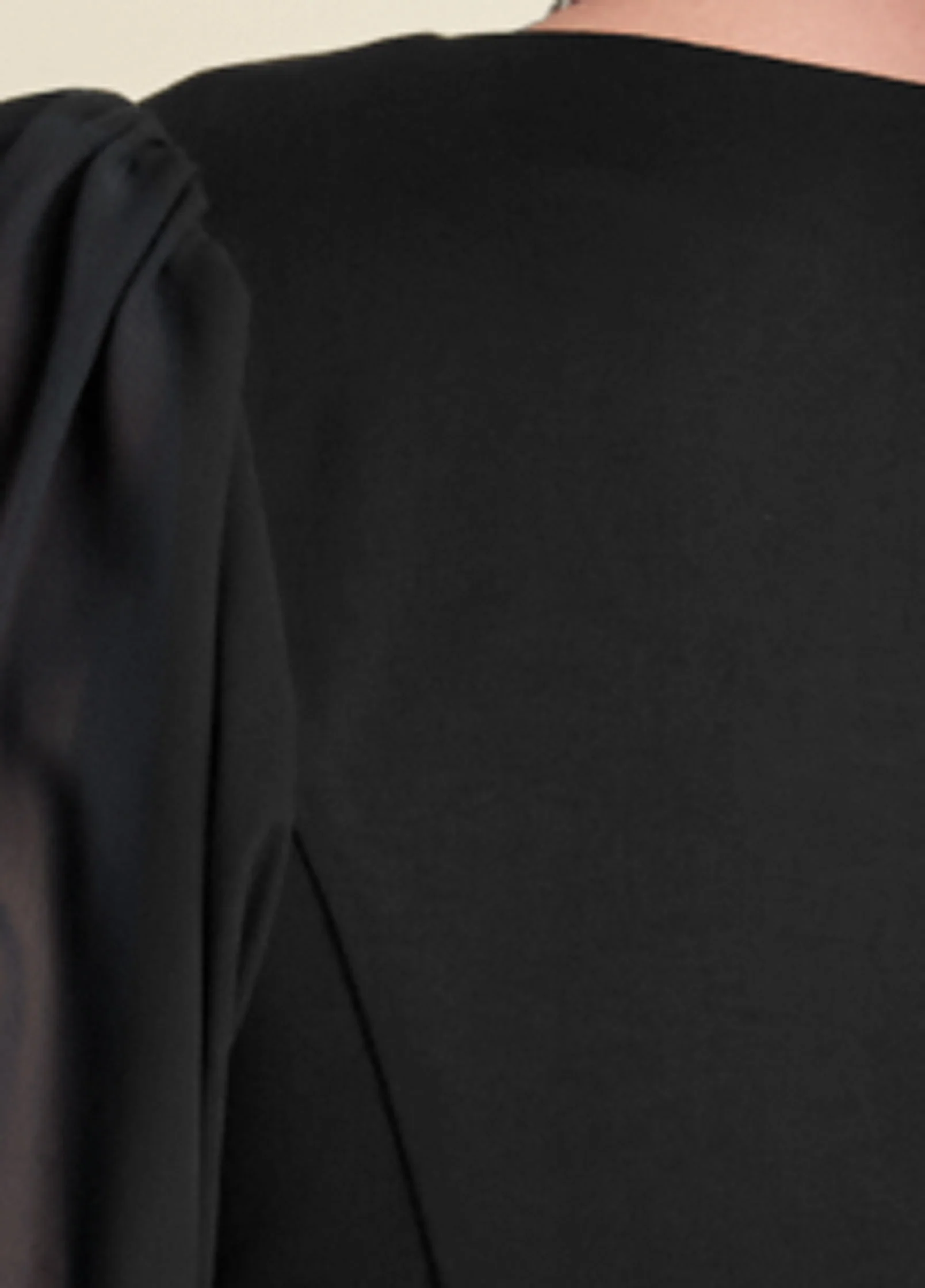 Faux leather mesh sleeve top - Black