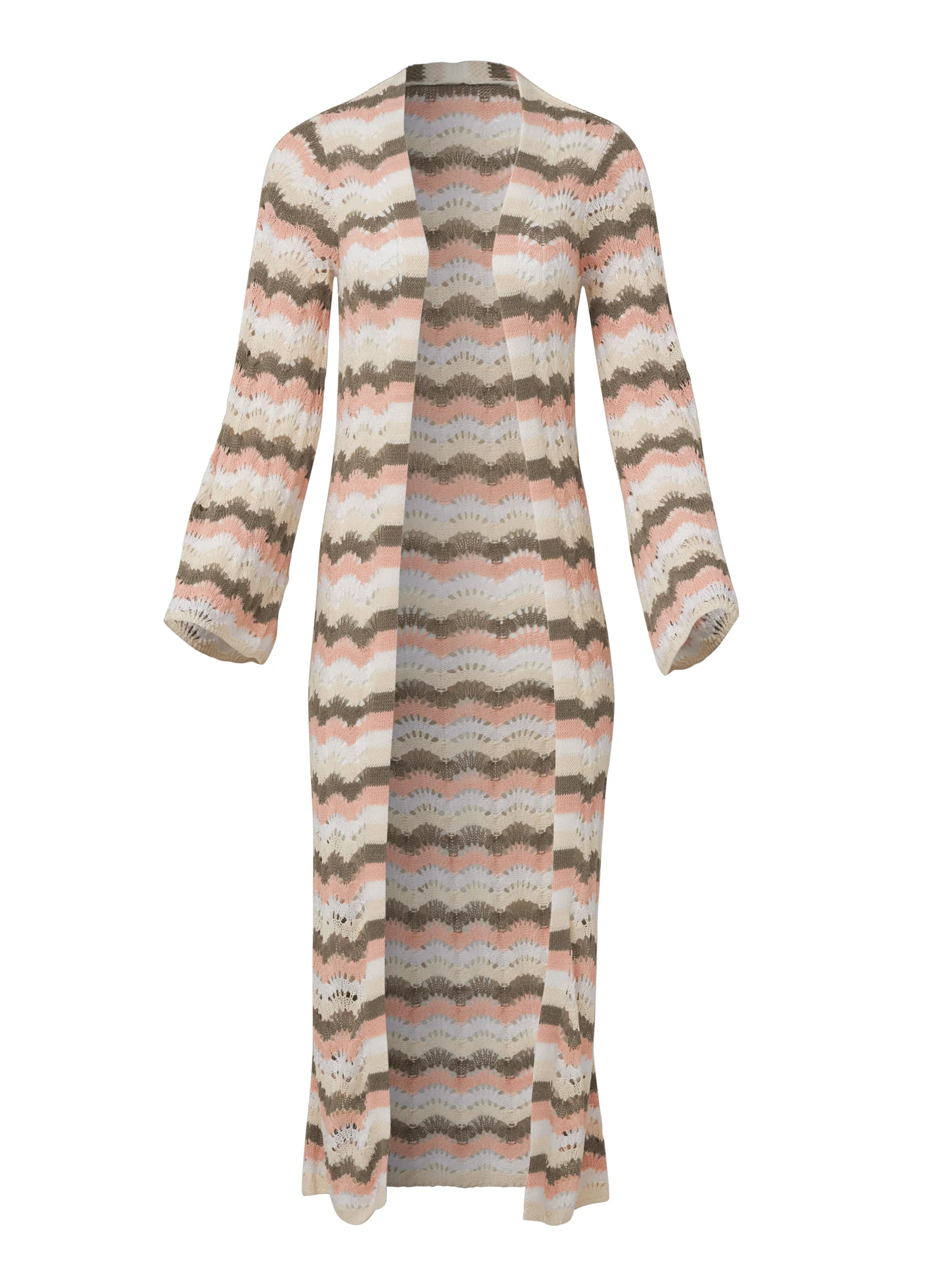 Pointelle striped duster - Off White Multi