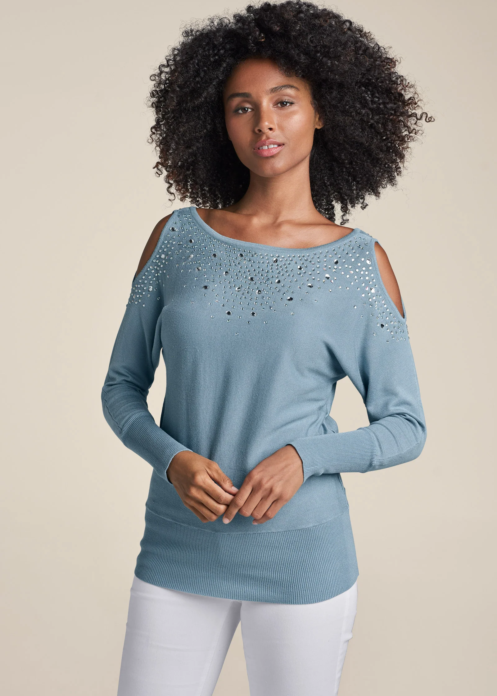 Cold-shoulder sweater - Blue