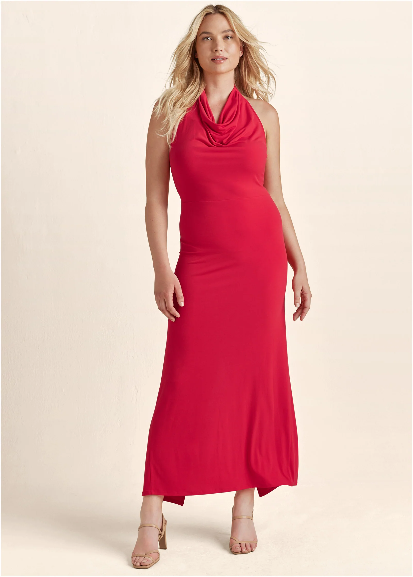 Open back cowl maxi dress - Red
