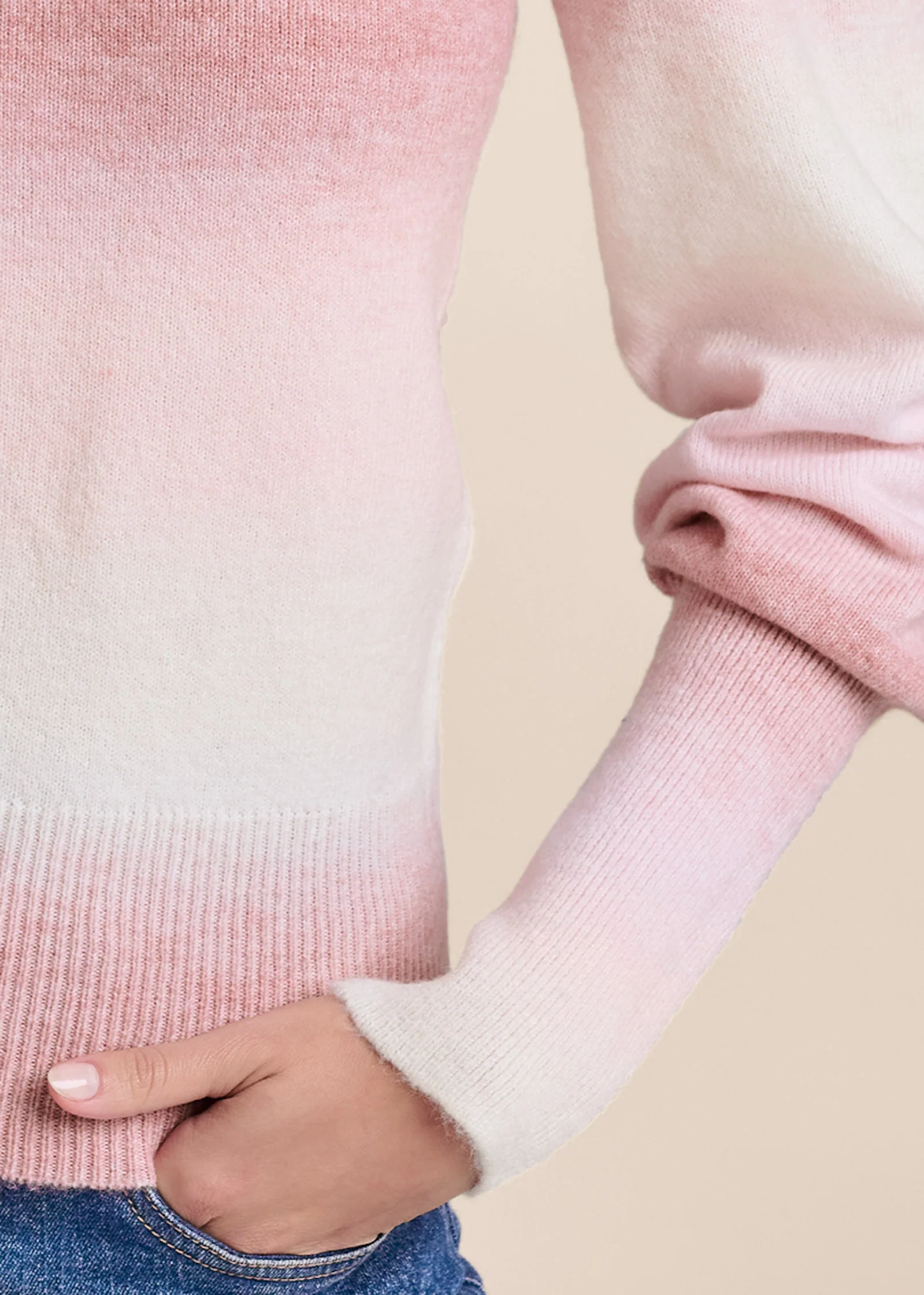 Ombre Balloon Sleeve Sweater  - Pink Multi