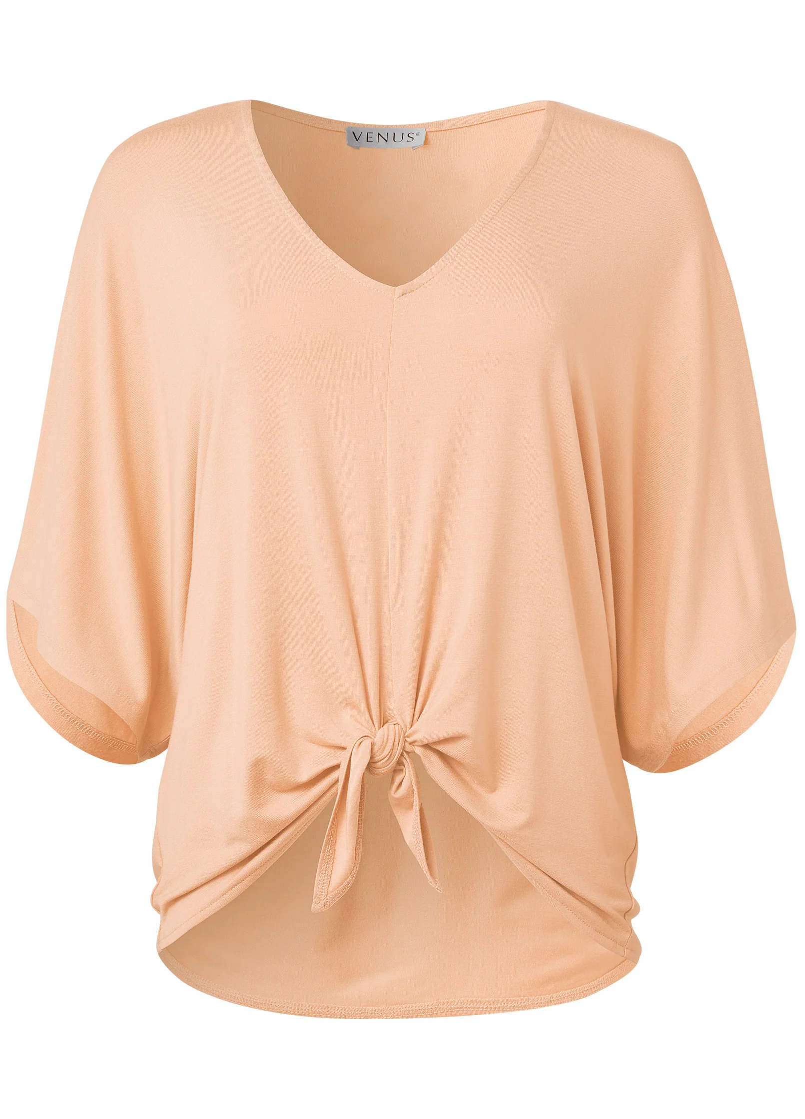 Knot twist V-neck tee - Blush