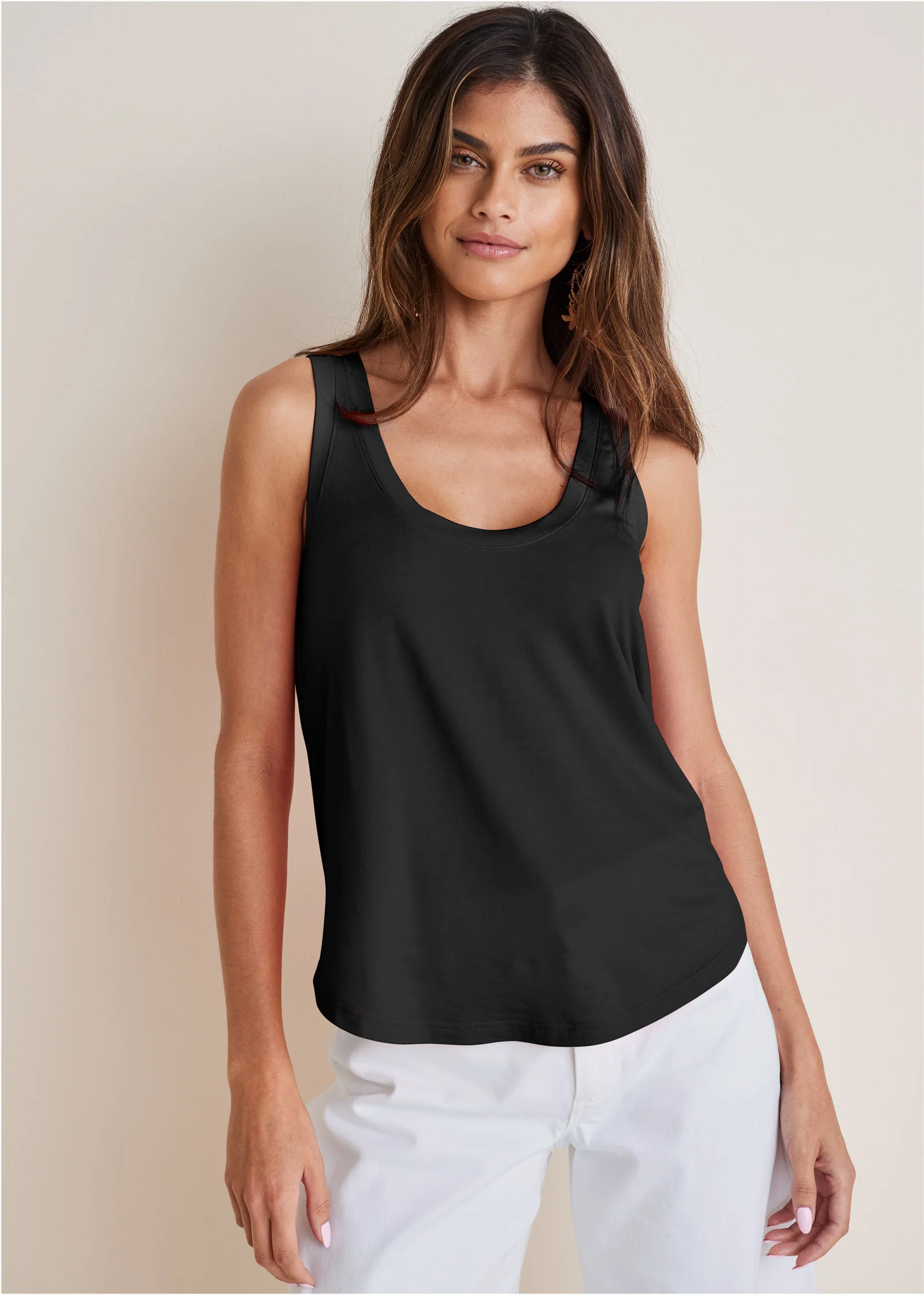 Scoop neck tank - Black