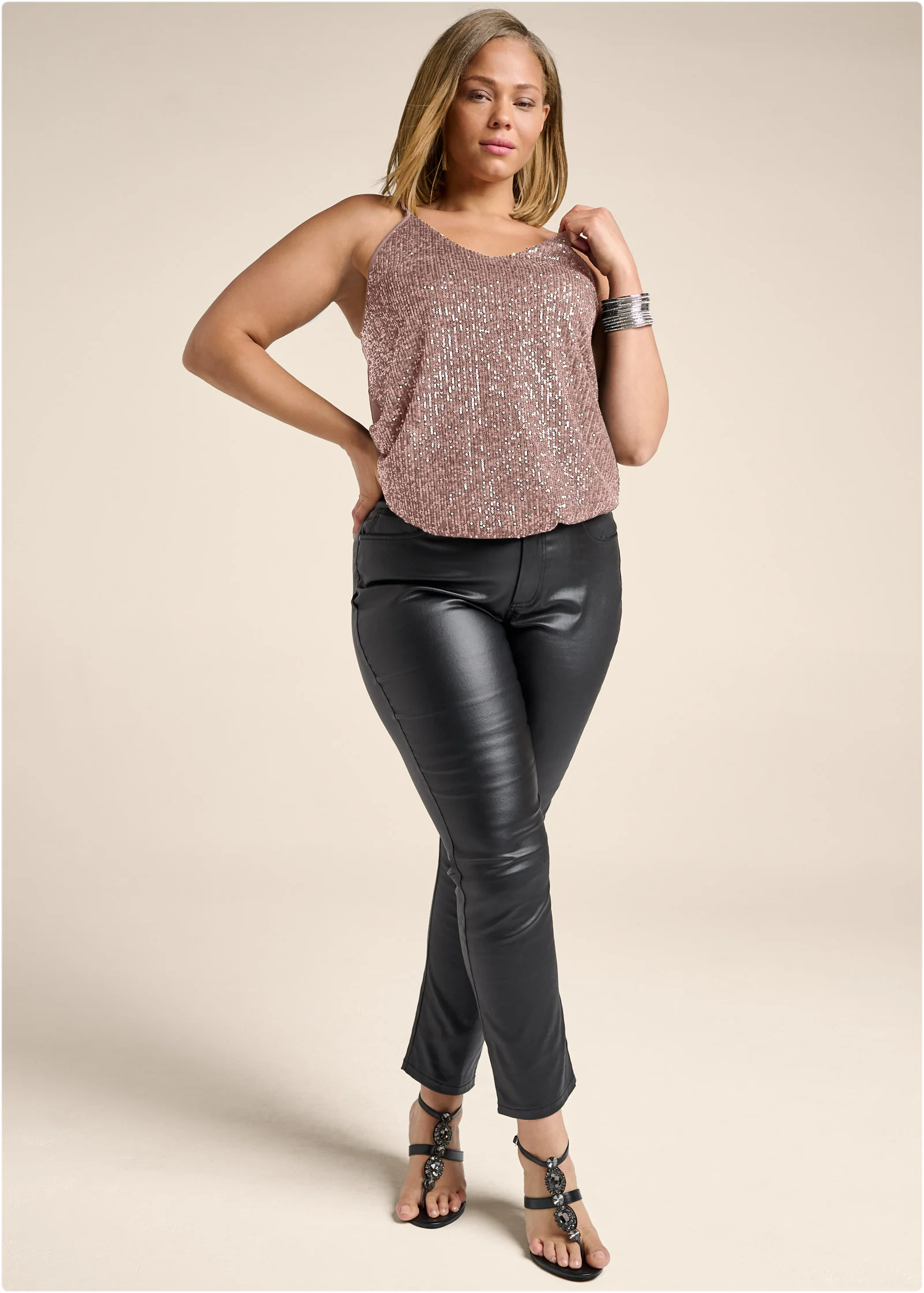 Sequin tank top - Rose Gold