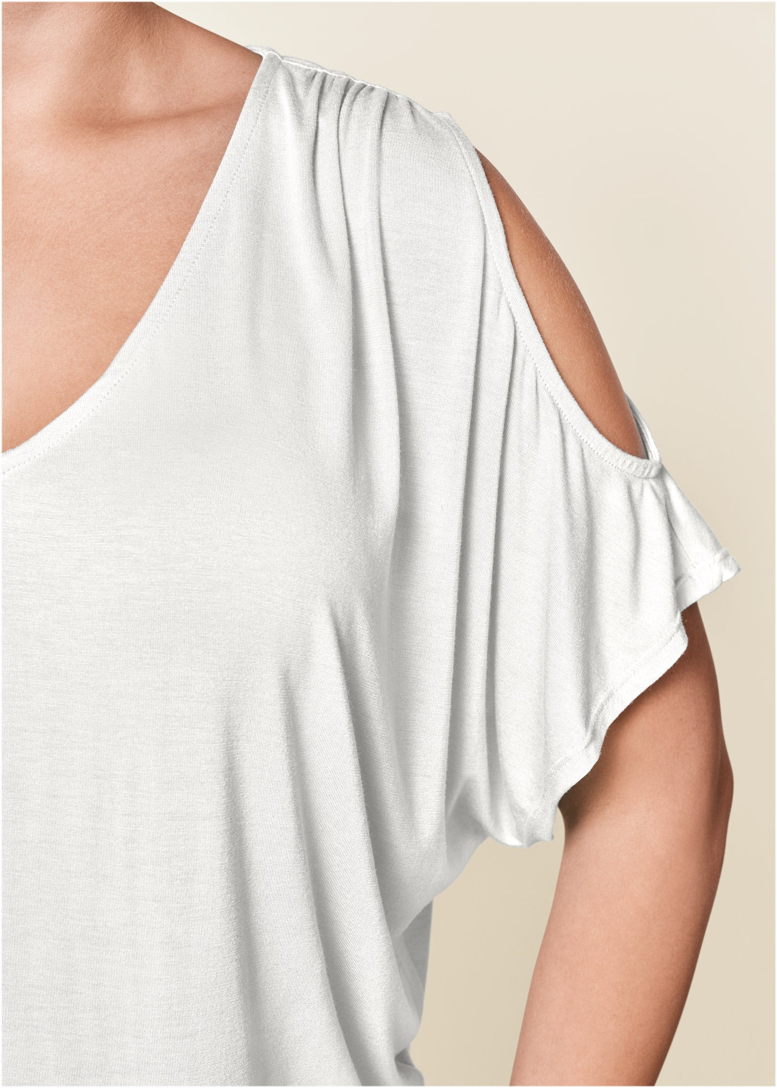 Cold-shoulder V-neck top - White