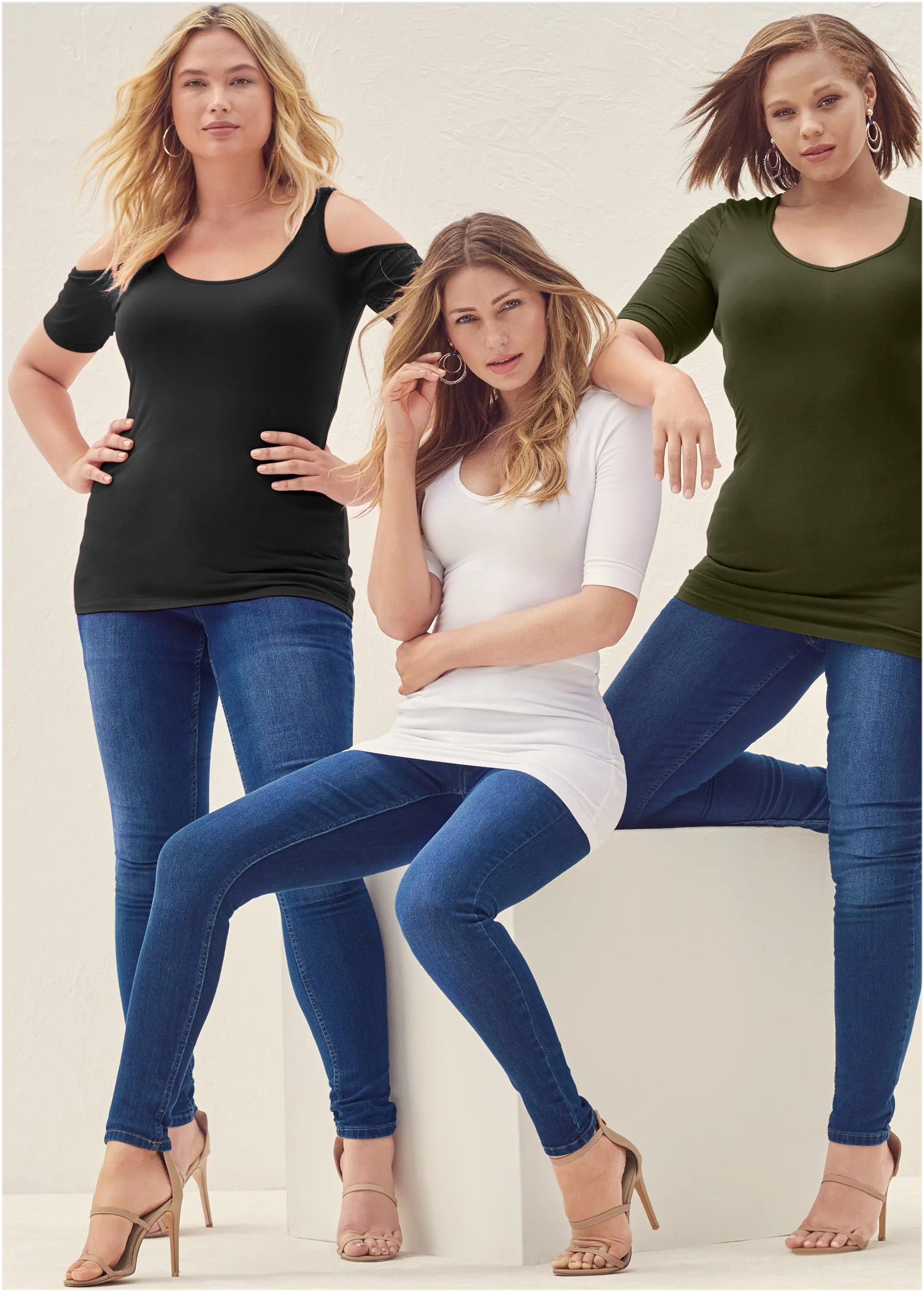 Long and lean cold-shoulder top - Red