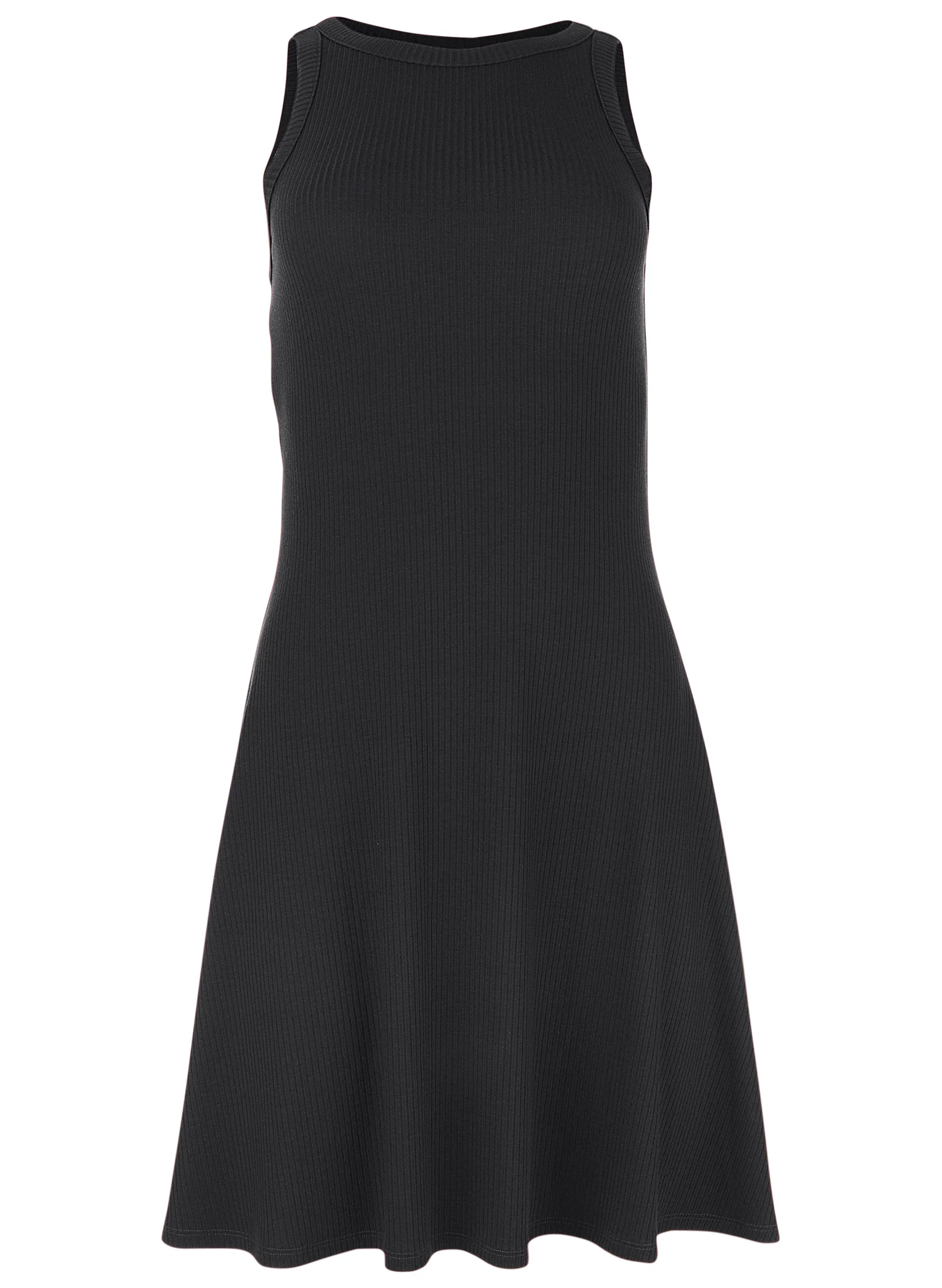 Ribbed fit and flare dress - Black