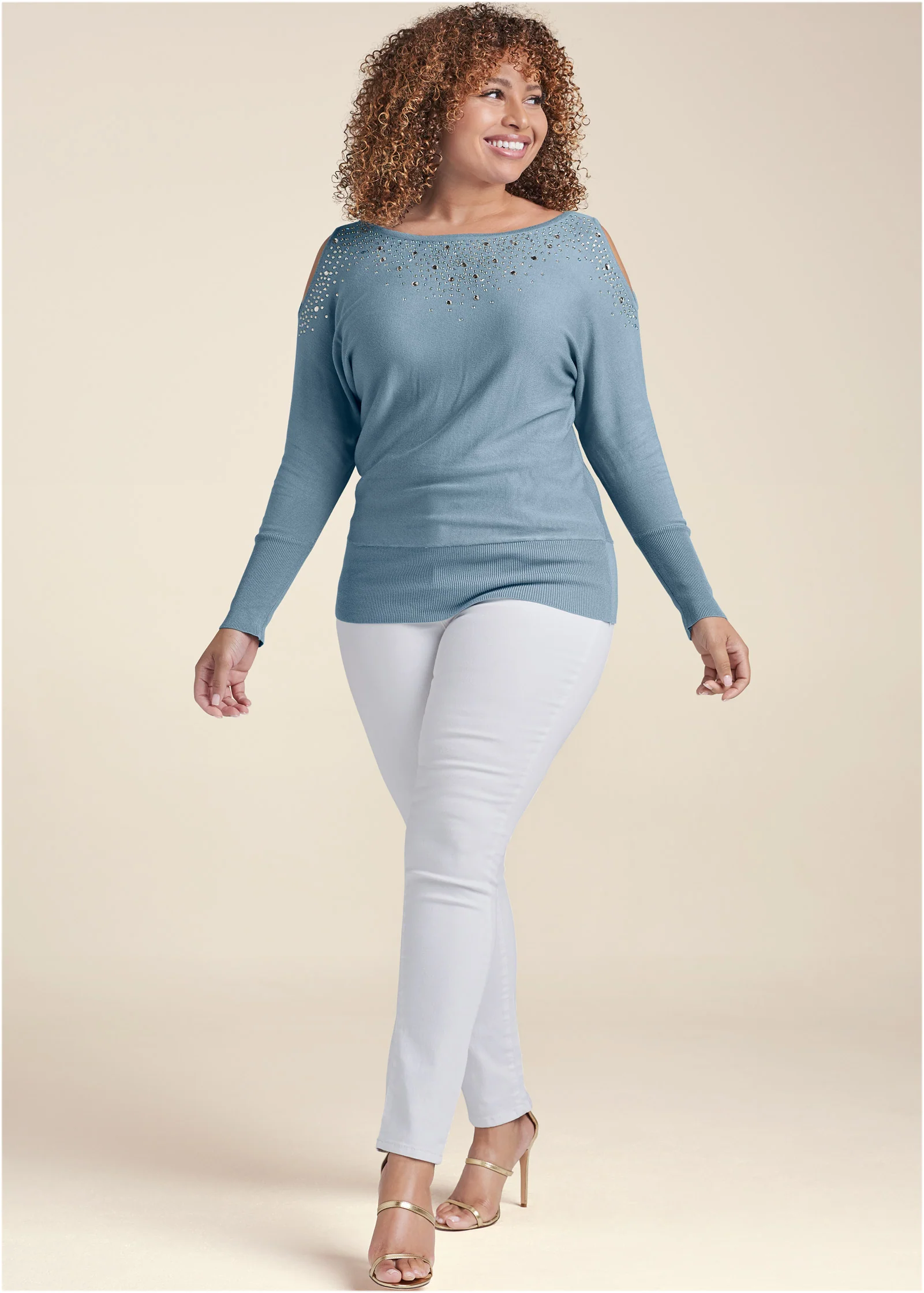 Cold-shoulder sweater - Blue