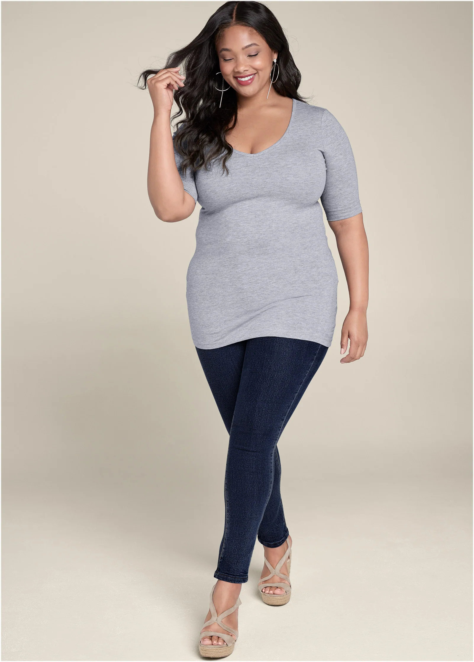 Long and lean tee - Light Heather Grey